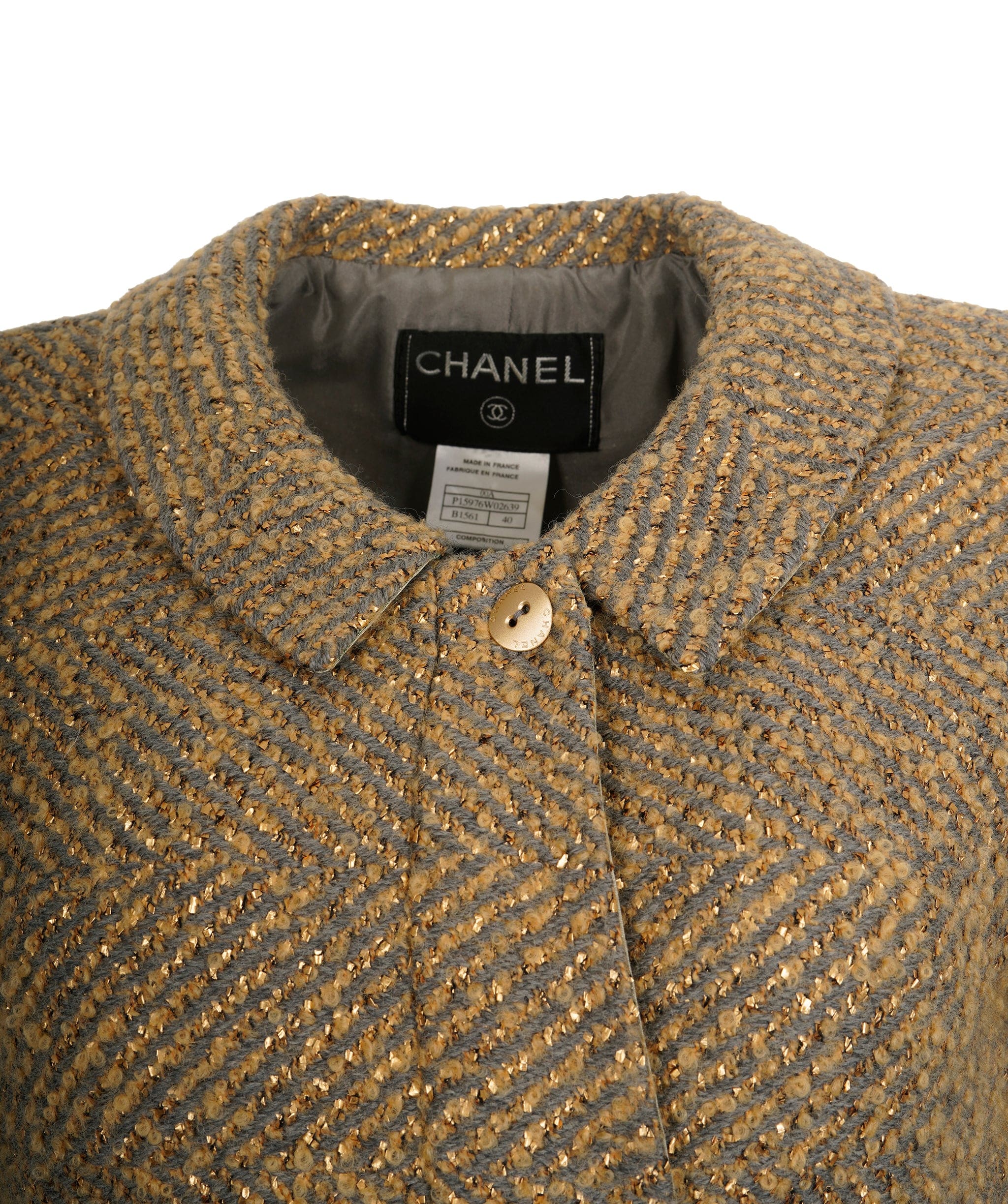 Chanel Chanel Grey and Yellow Tweed Jacket Size 40 ALC0926