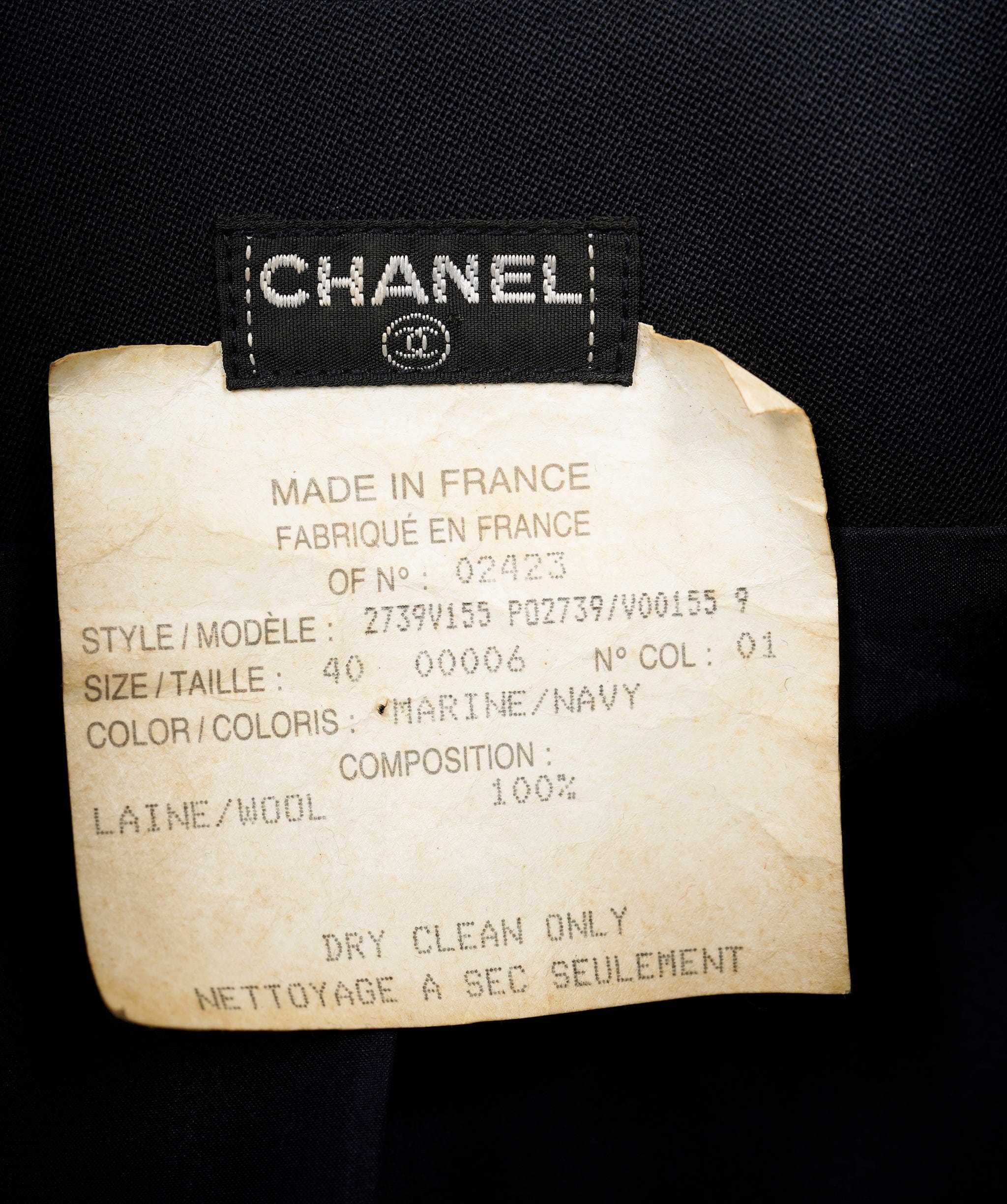 Chanel Chanel Jacket #40 Navy Gold CC ASL9801