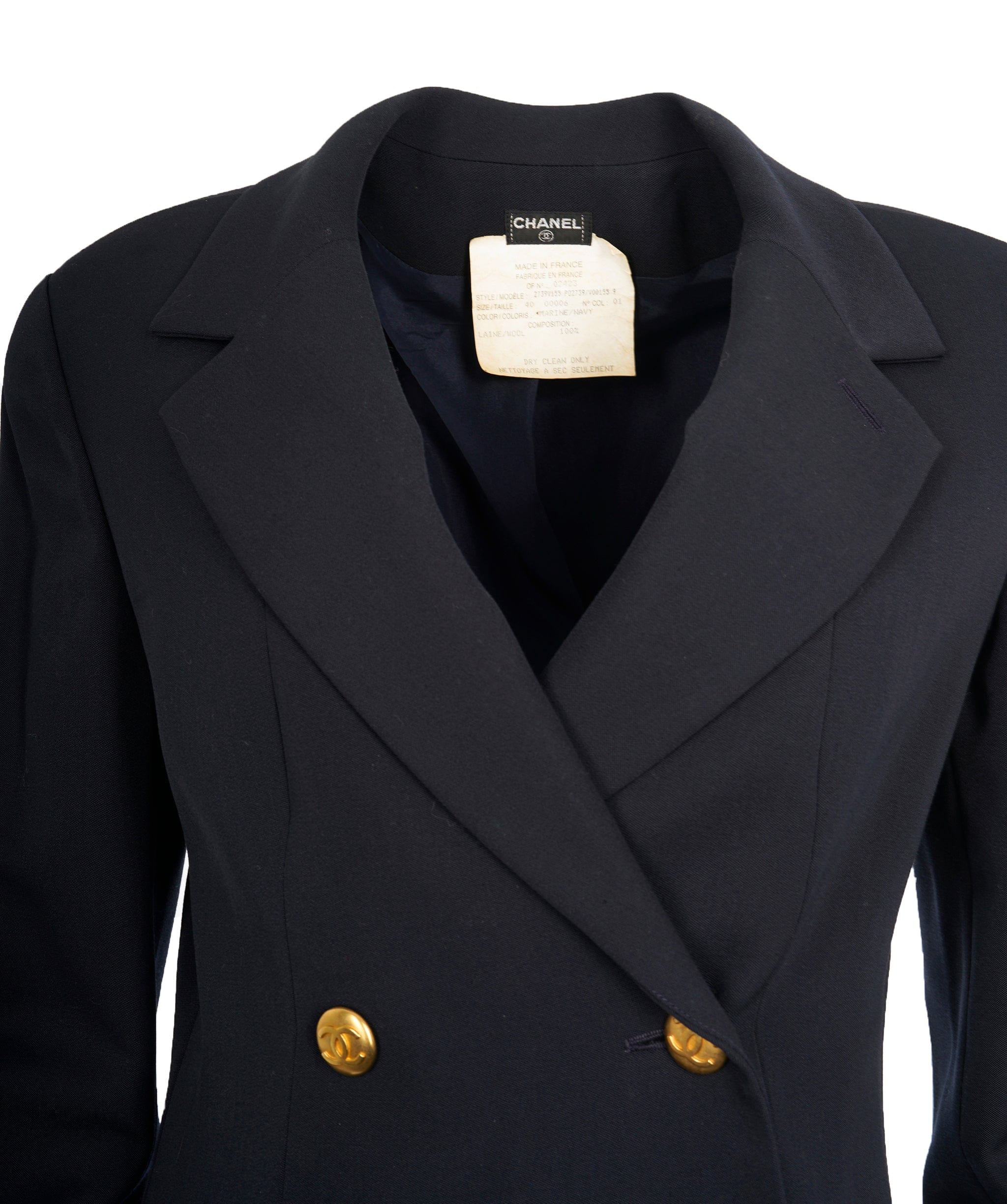 Chanel Chanel Jacket #40 Navy Gold CC ASL9801