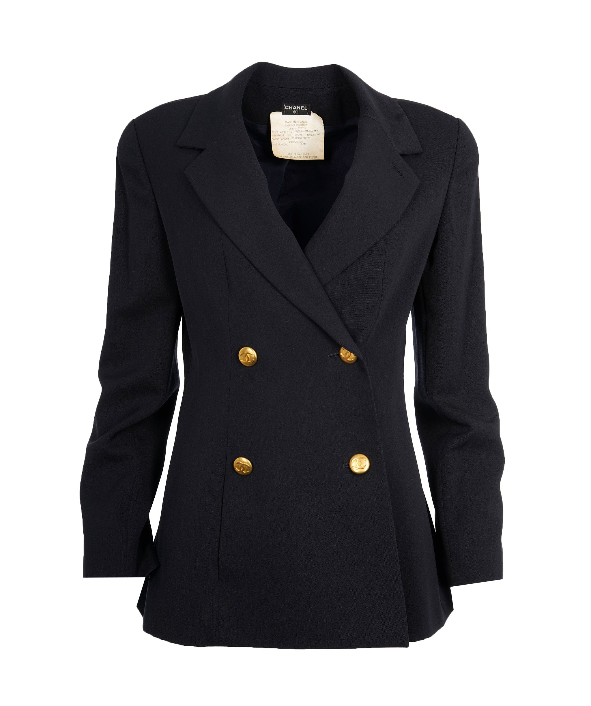 Chanel Chanel Jacket #40 Navy Gold CC ASL9801