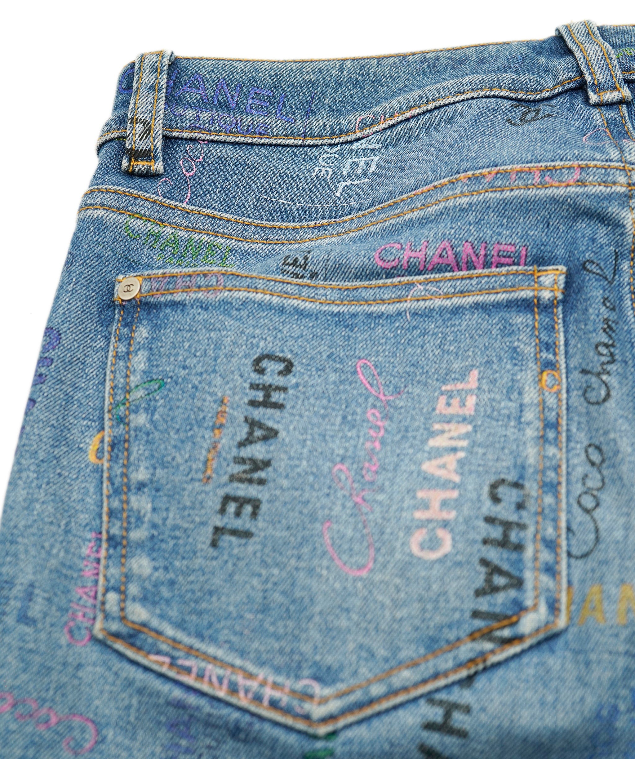 Chanel Chanel Jeans blue denim multicolored logo SS 2022 AVC1857