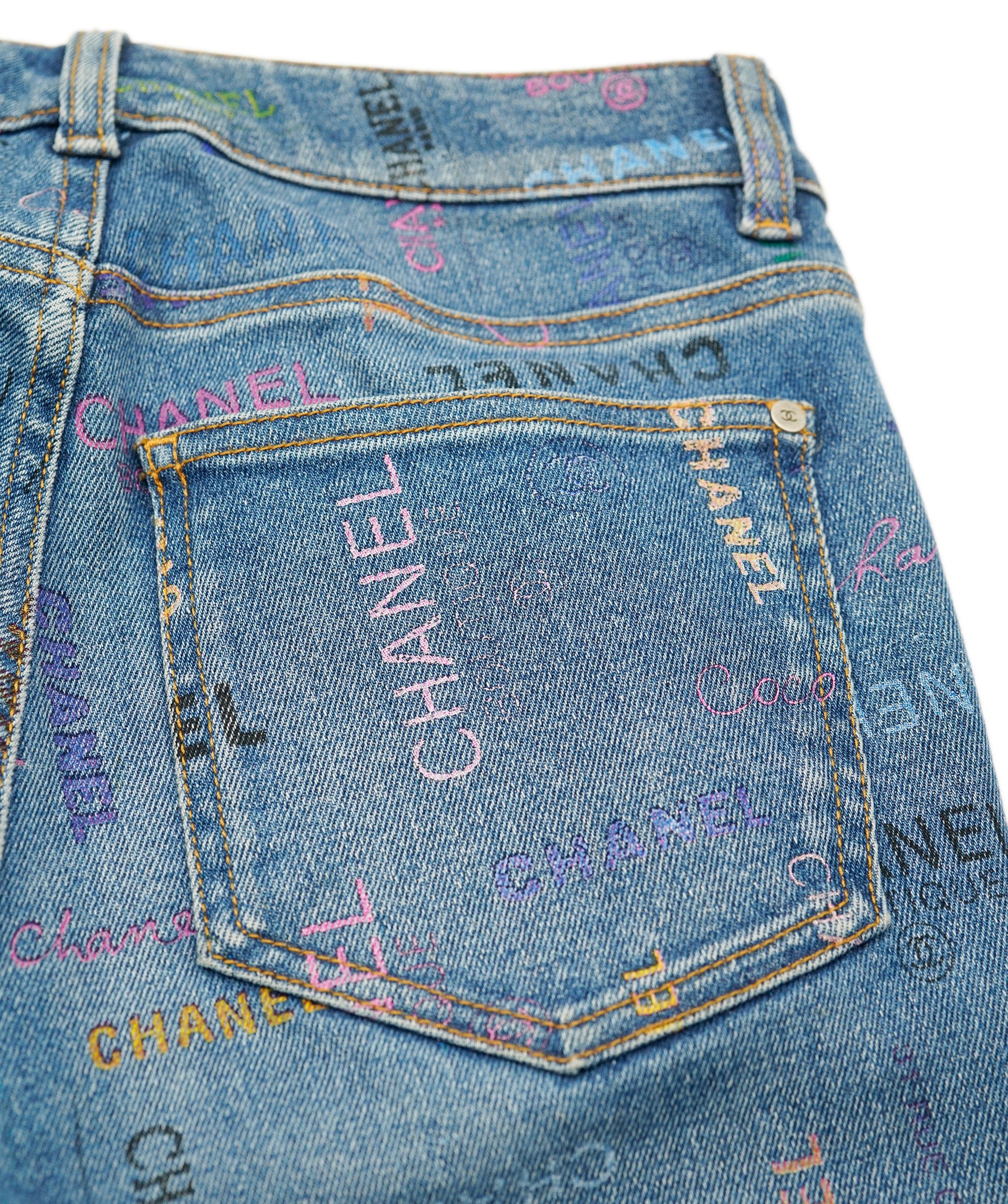 Chanel Chanel Jeans blue denim multicolored logo SS 2022 AVC1857