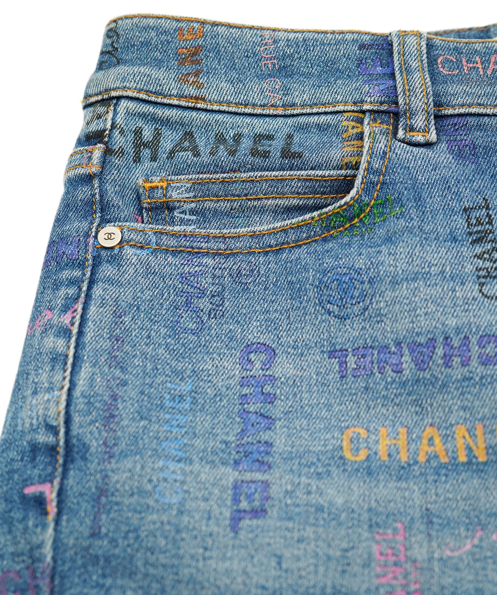 Chanel Chanel Jeans blue denim multicolored logo SS 2022 AVC1857