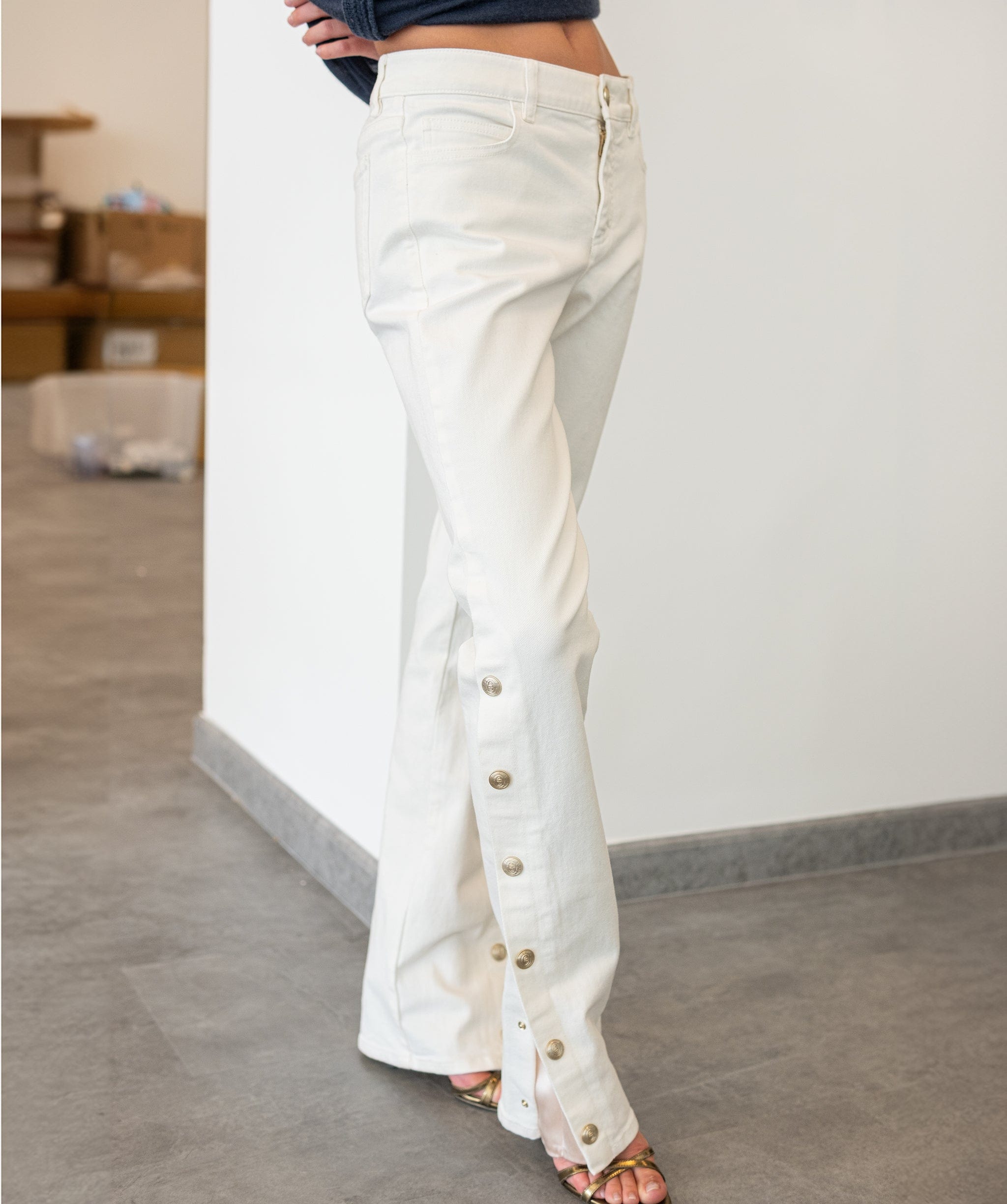 Chanel Chanel Jeans Straight Leg White FR38 SKC1392