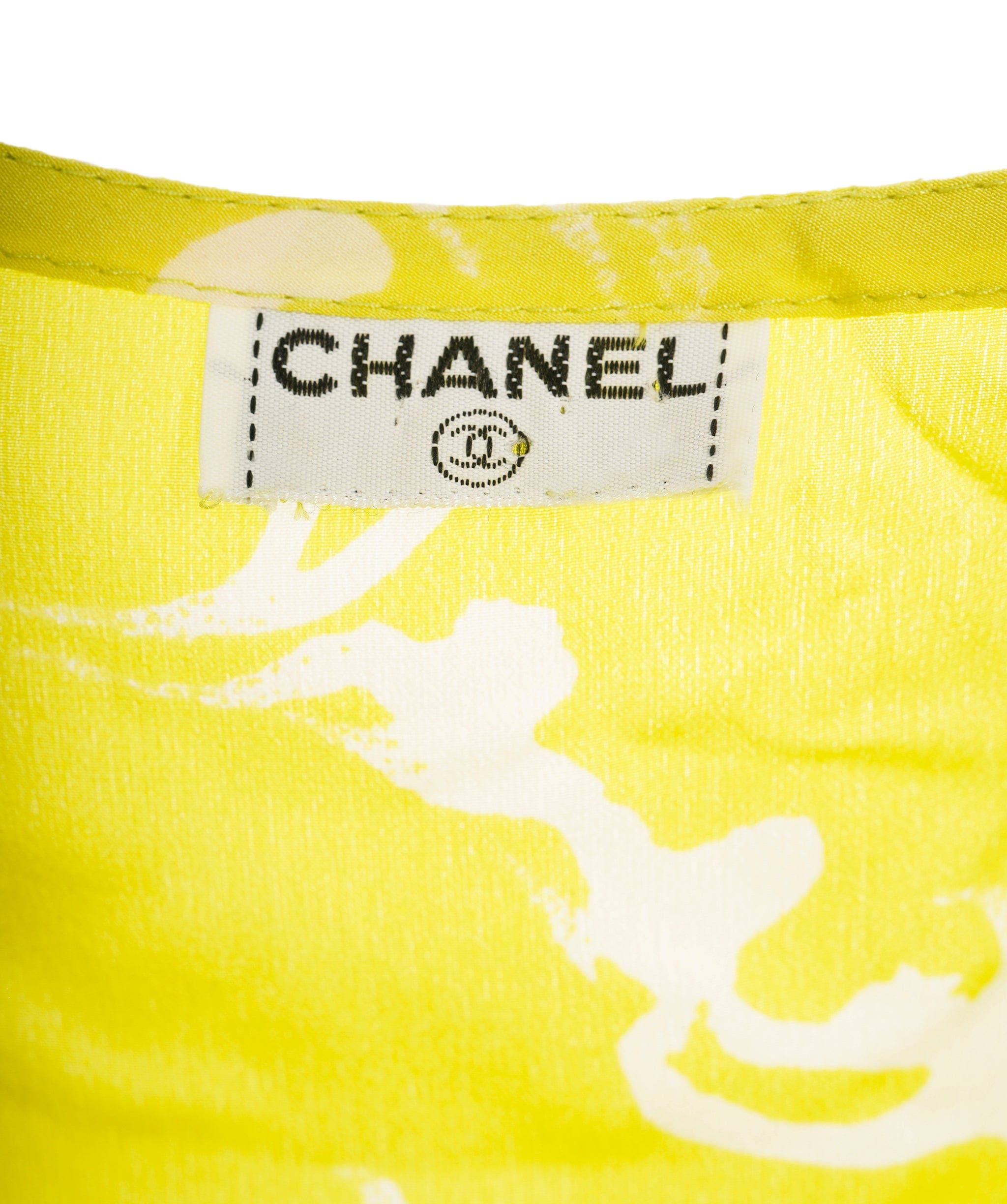 Chanel Chanel Logo Silk Top Yellow ASL8258