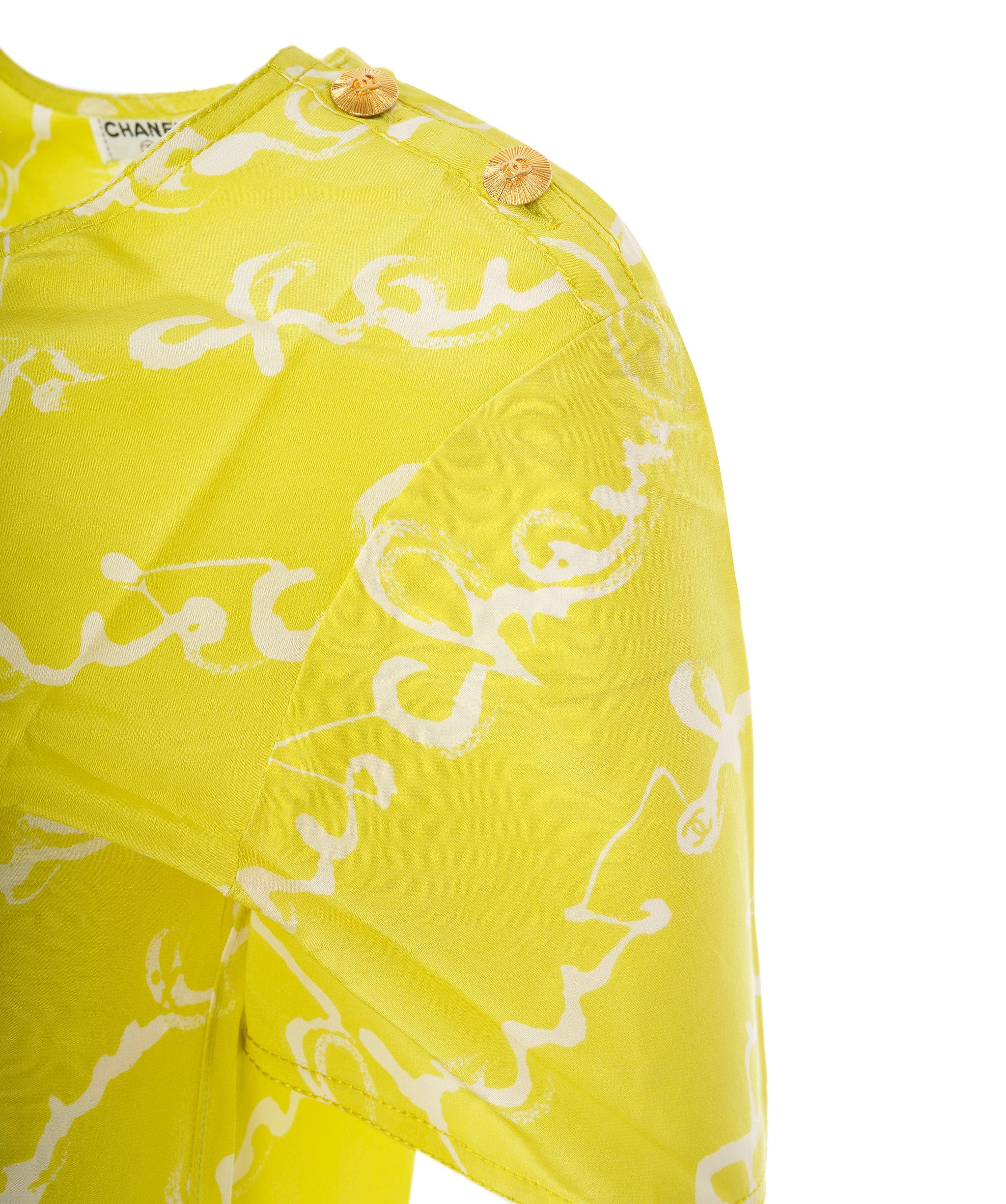 Chanel Chanel Logo Silk Top Yellow ASL8258