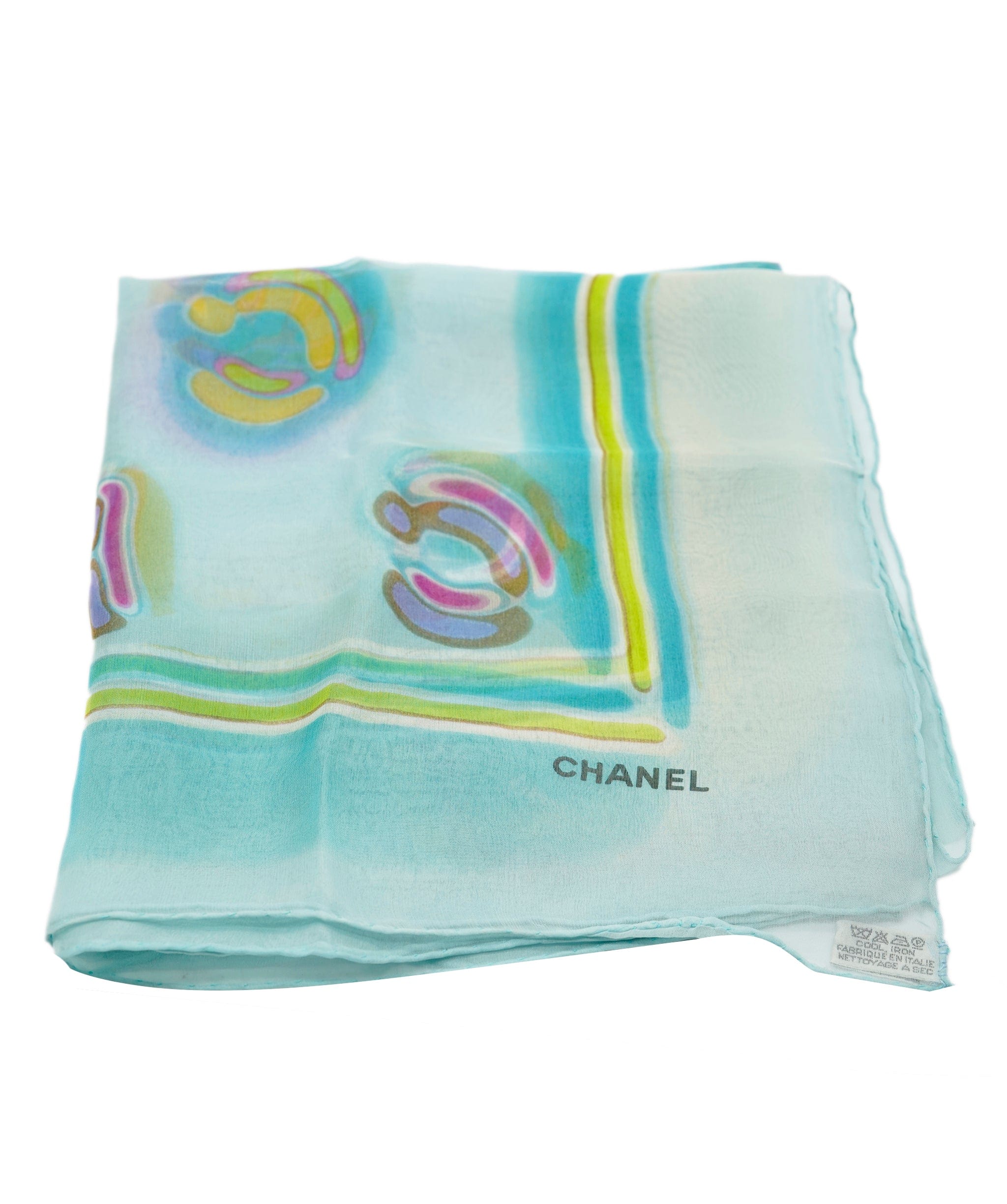 Chanel Chanel Multicolor SIlk Scarf Blue ASL9137