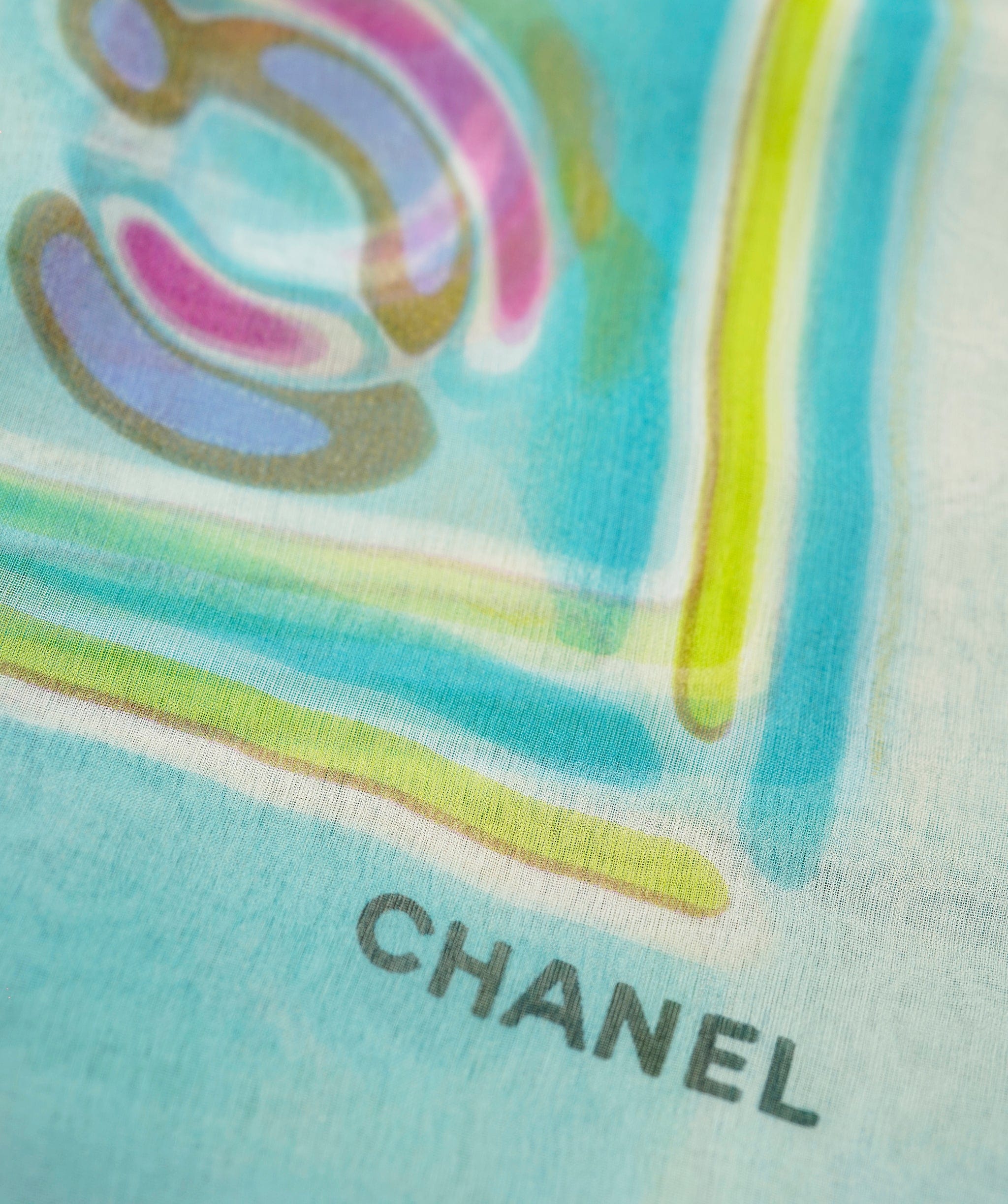 Chanel Chanel Multicolor SIlk Scarf Blue ASL9137