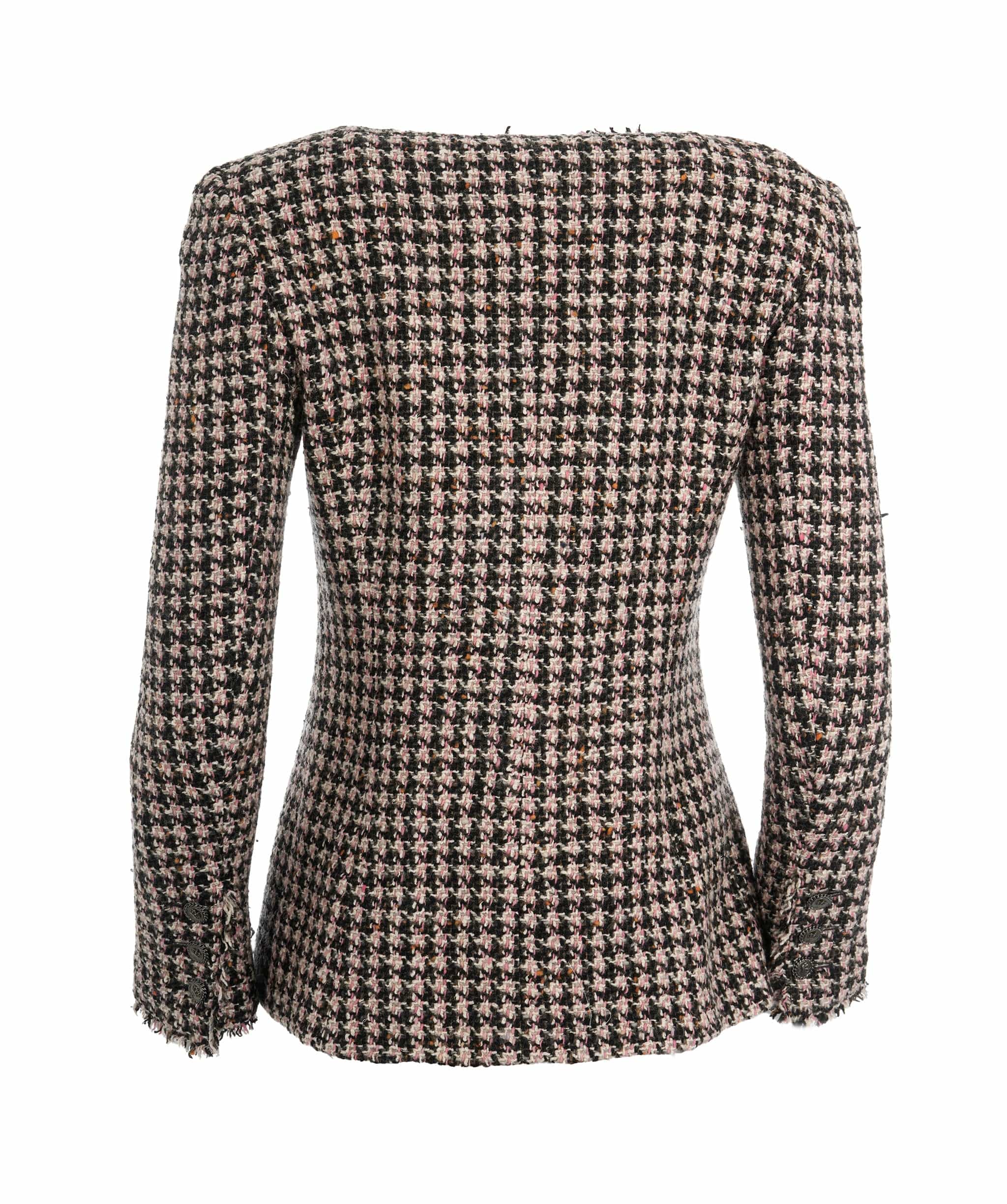 Chanel Chanel pink/brown houndstooth tweed zip jacket UKC1151