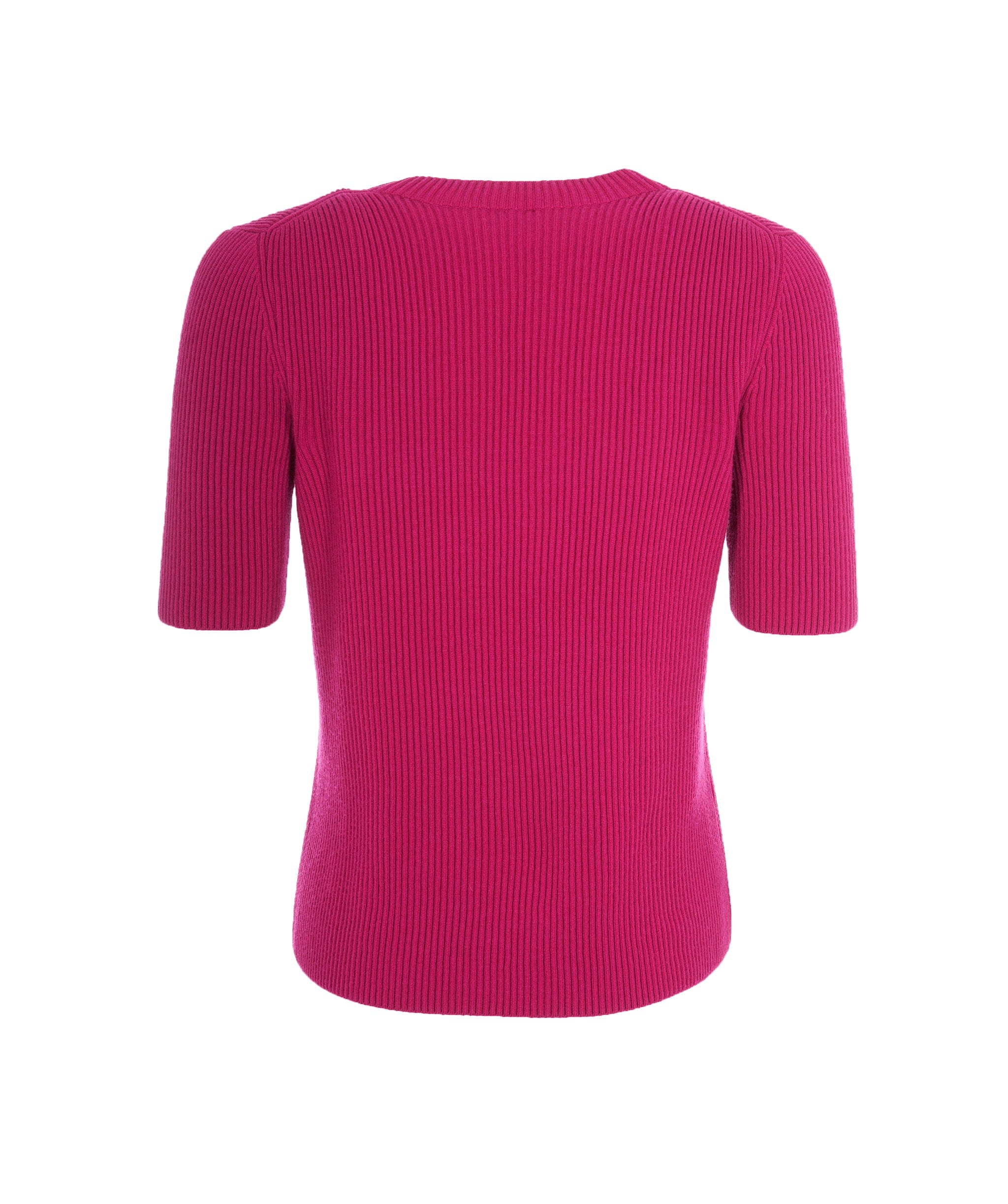 Chanel Chanel Pink Knitted Ribbed CC T Shirt Size 36 - AGL2106