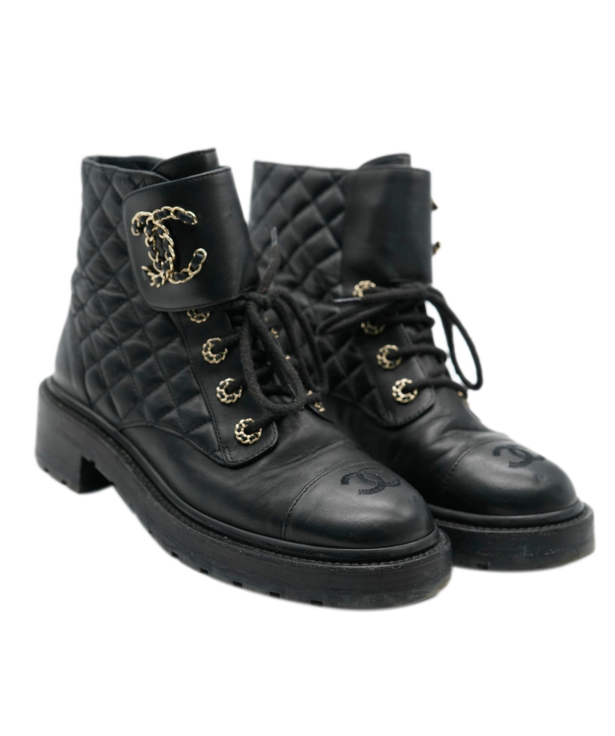 Chanel Chanel quilted black boots size 39.5 - AJC0441