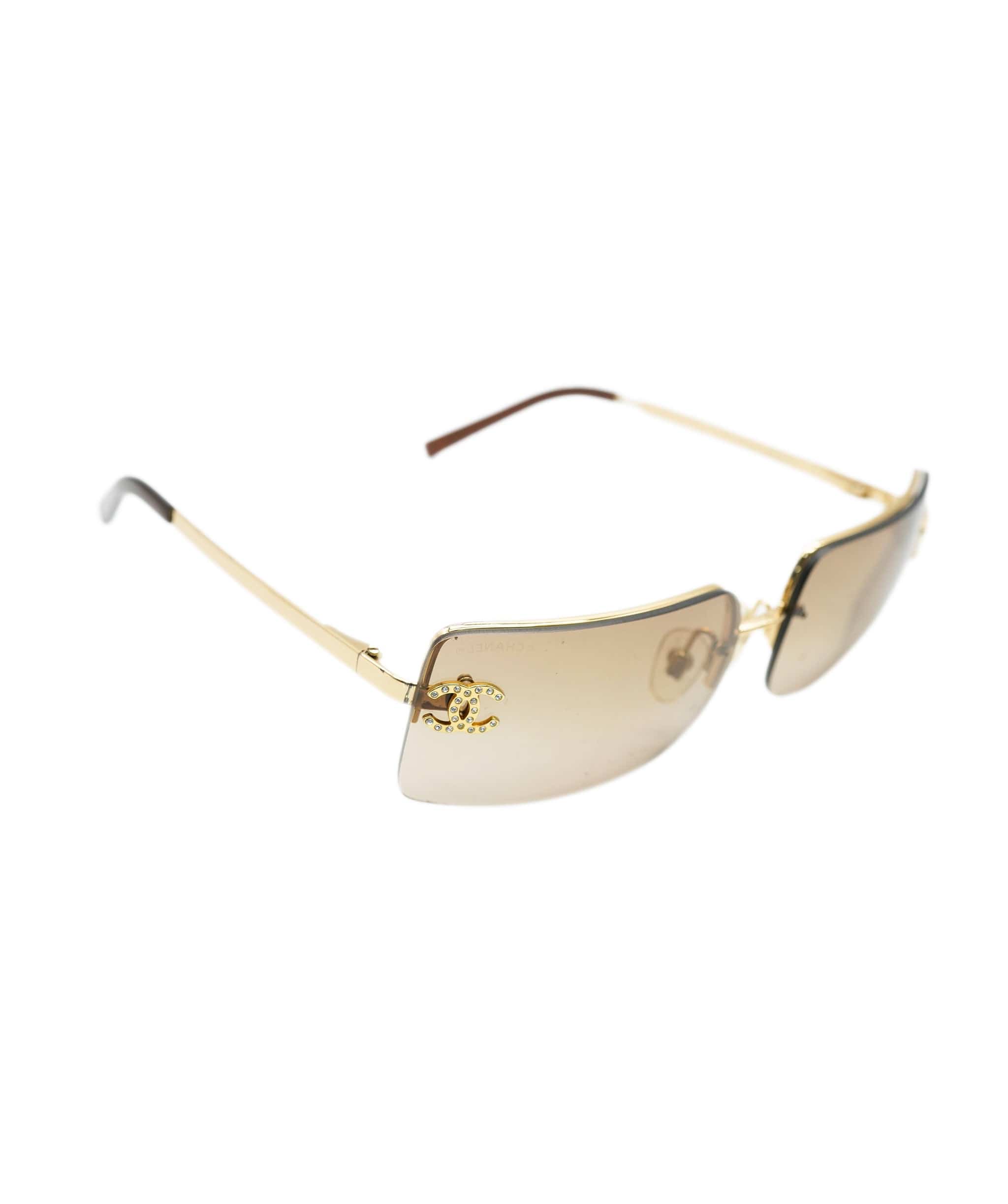 Chanel Chanel Rhinestone Sunglasses Brown