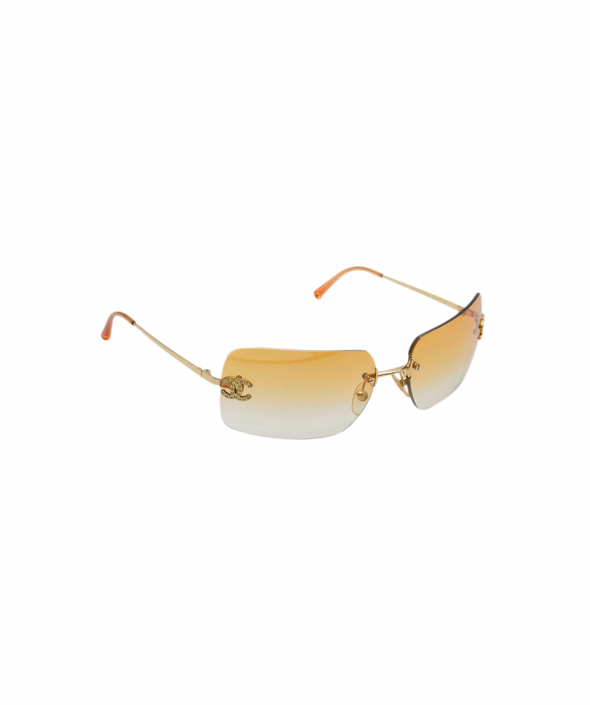 Chanel chanel rhinestone sunglasses orange  ASL8497