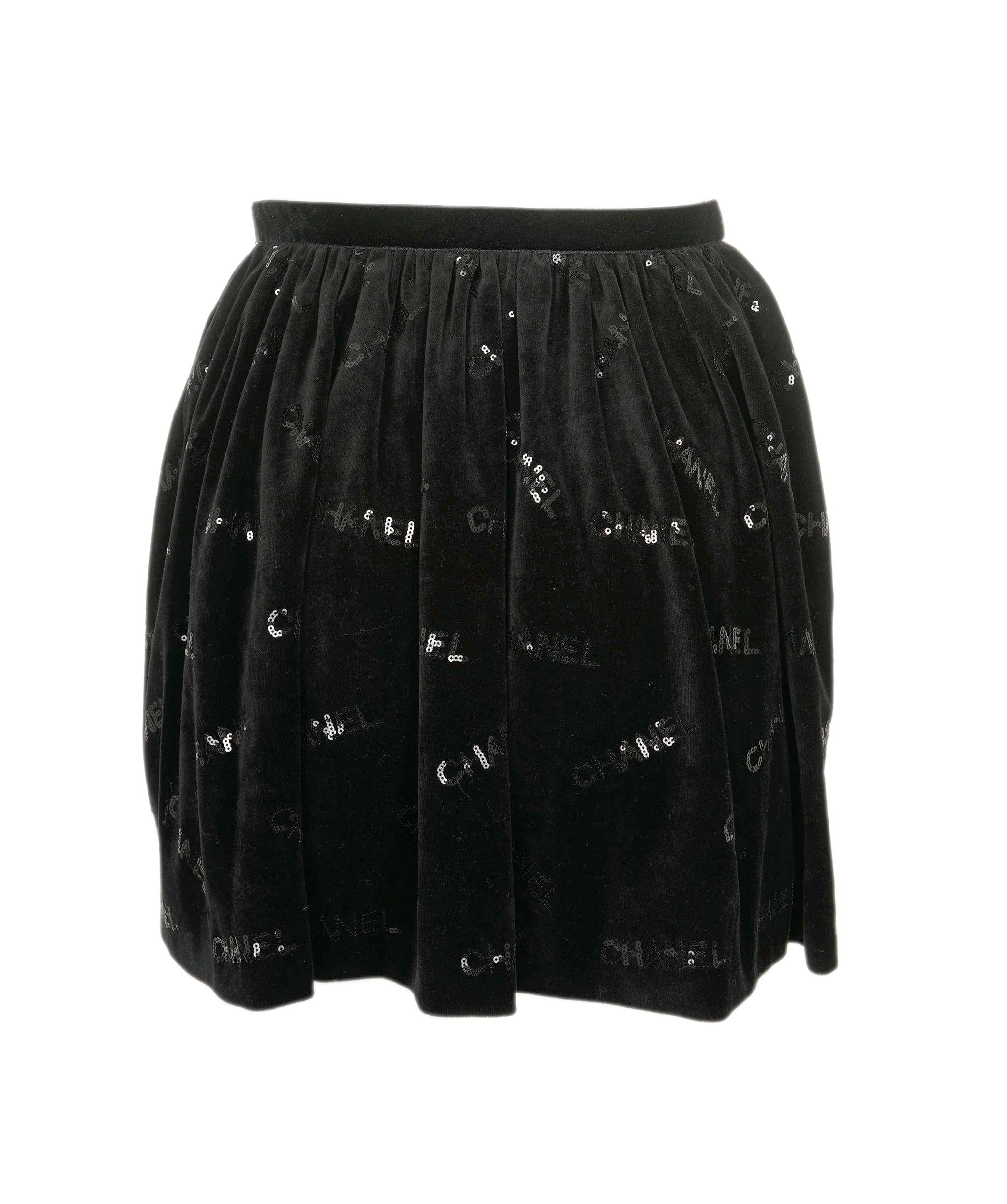 Chanel Chanel Skirt black velvet with sequins FR34 P73382V64928 AVC1128