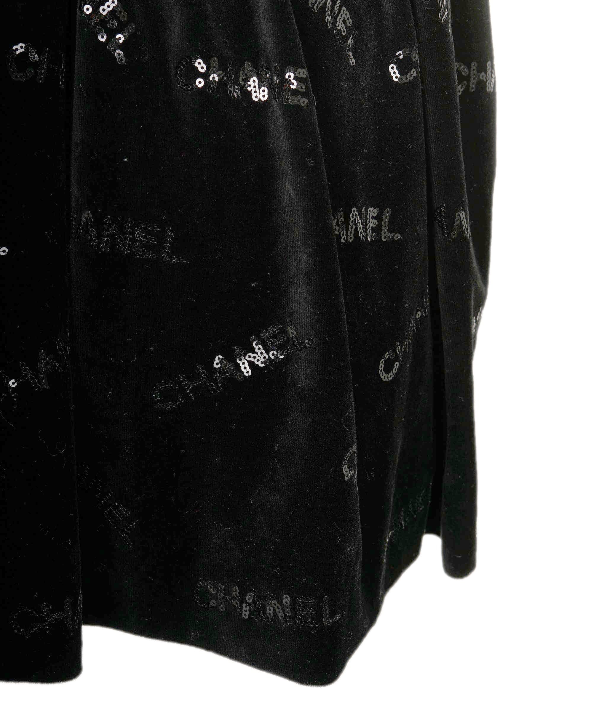 Chanel Chanel Skirt black velvet with sequins FR34 P73382V64928 AVC1128