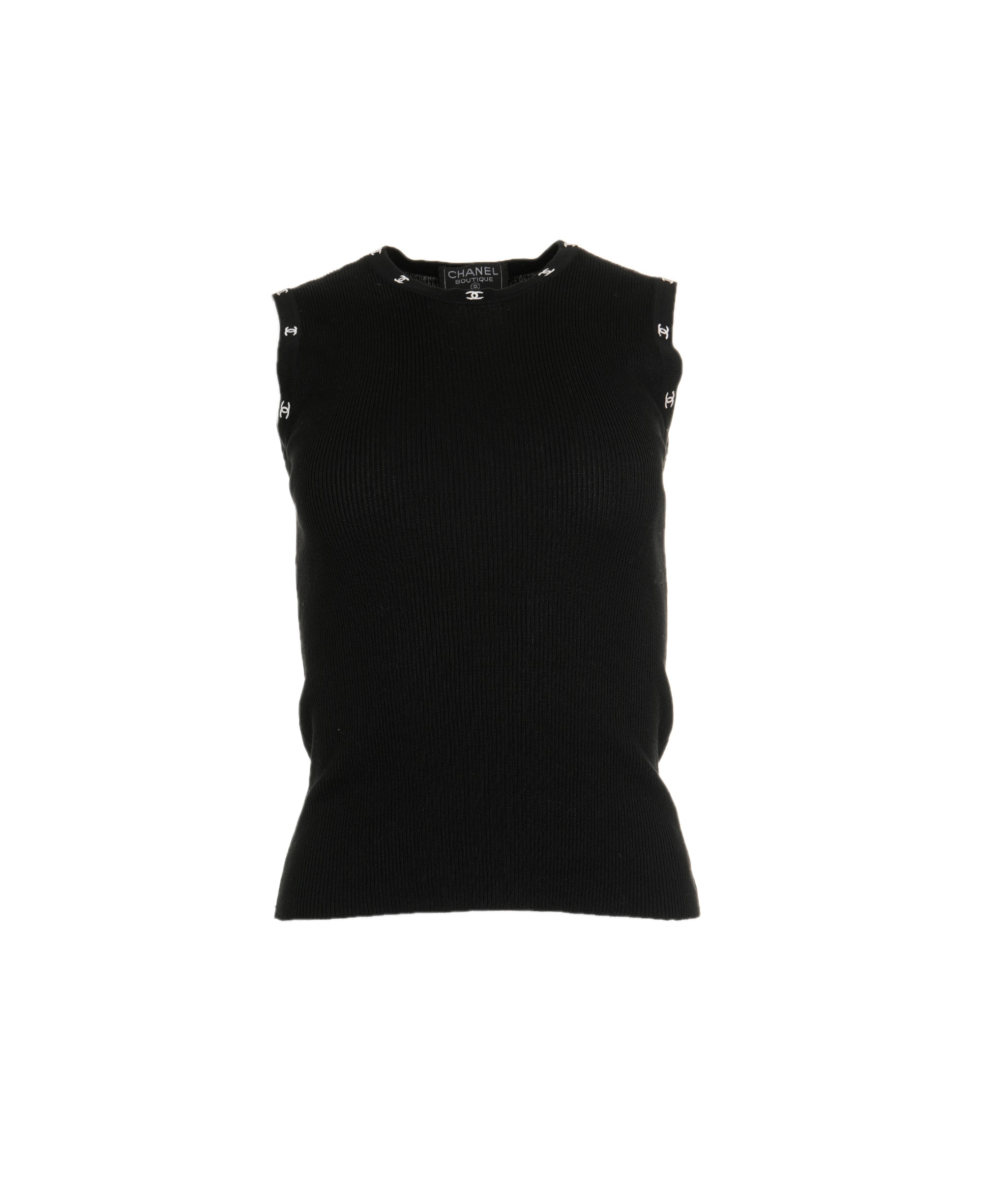 Chanel Chanel Small CC Stitch Rib Tank Black ASL8243