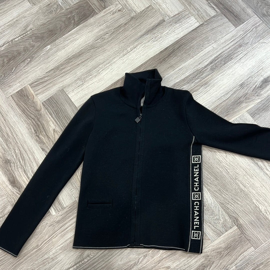 Chanel Chanel Sport 03A Side Line Knit Jacket Black ASL9535