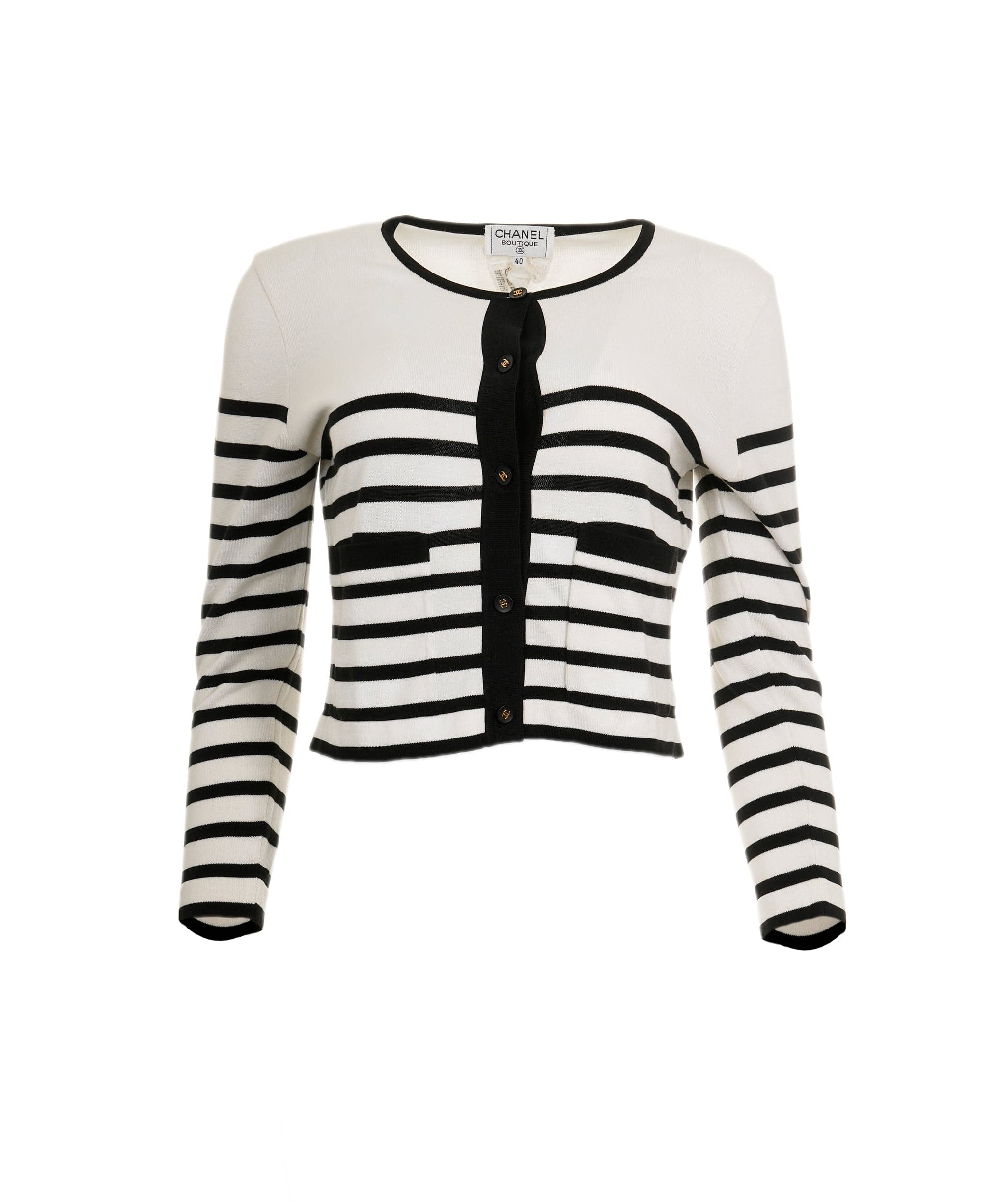 Chanel Chanel Stripe Cardigan White ASL9016