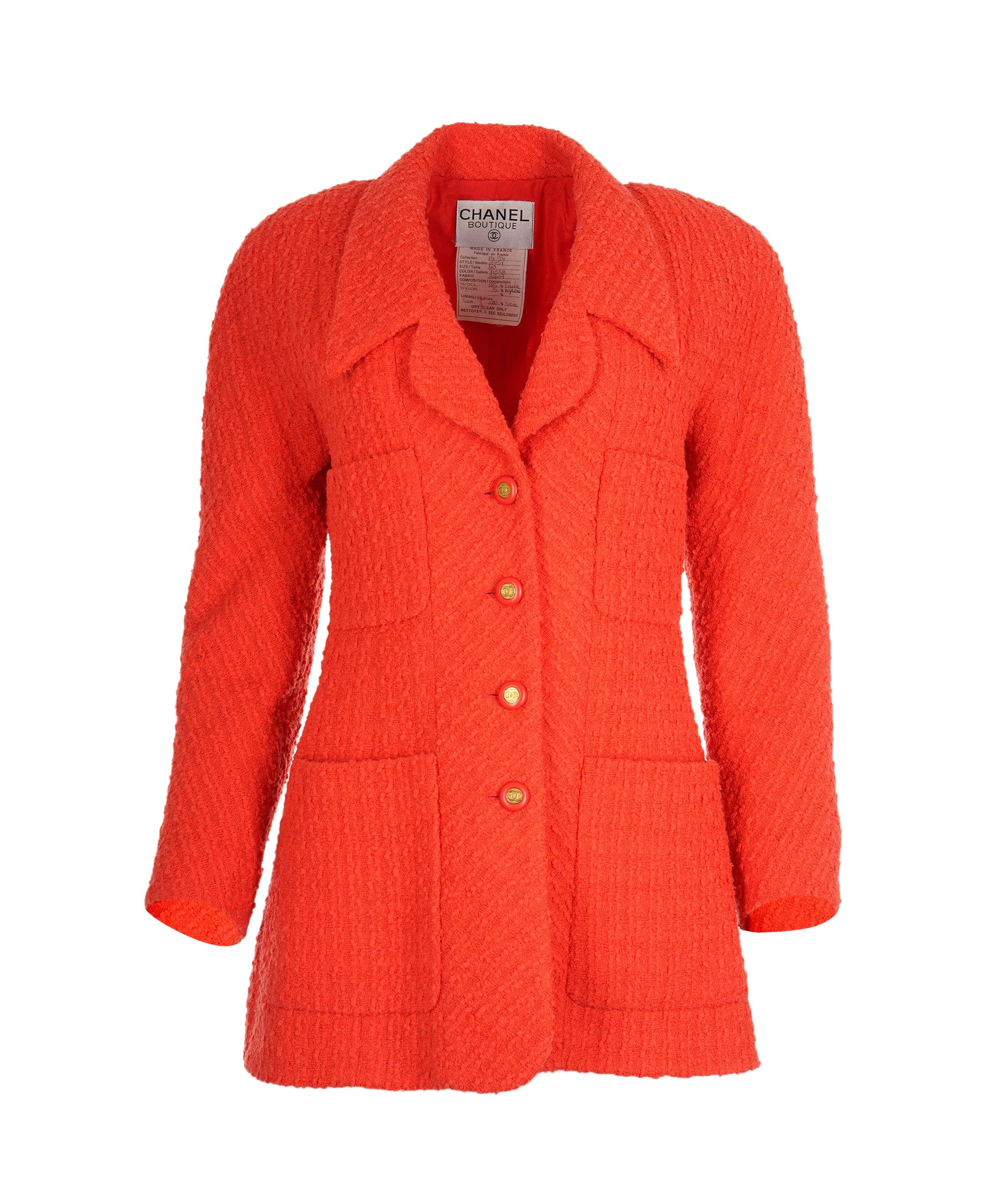 Chanel Chanel Tweed Jacket Orange ASL8232