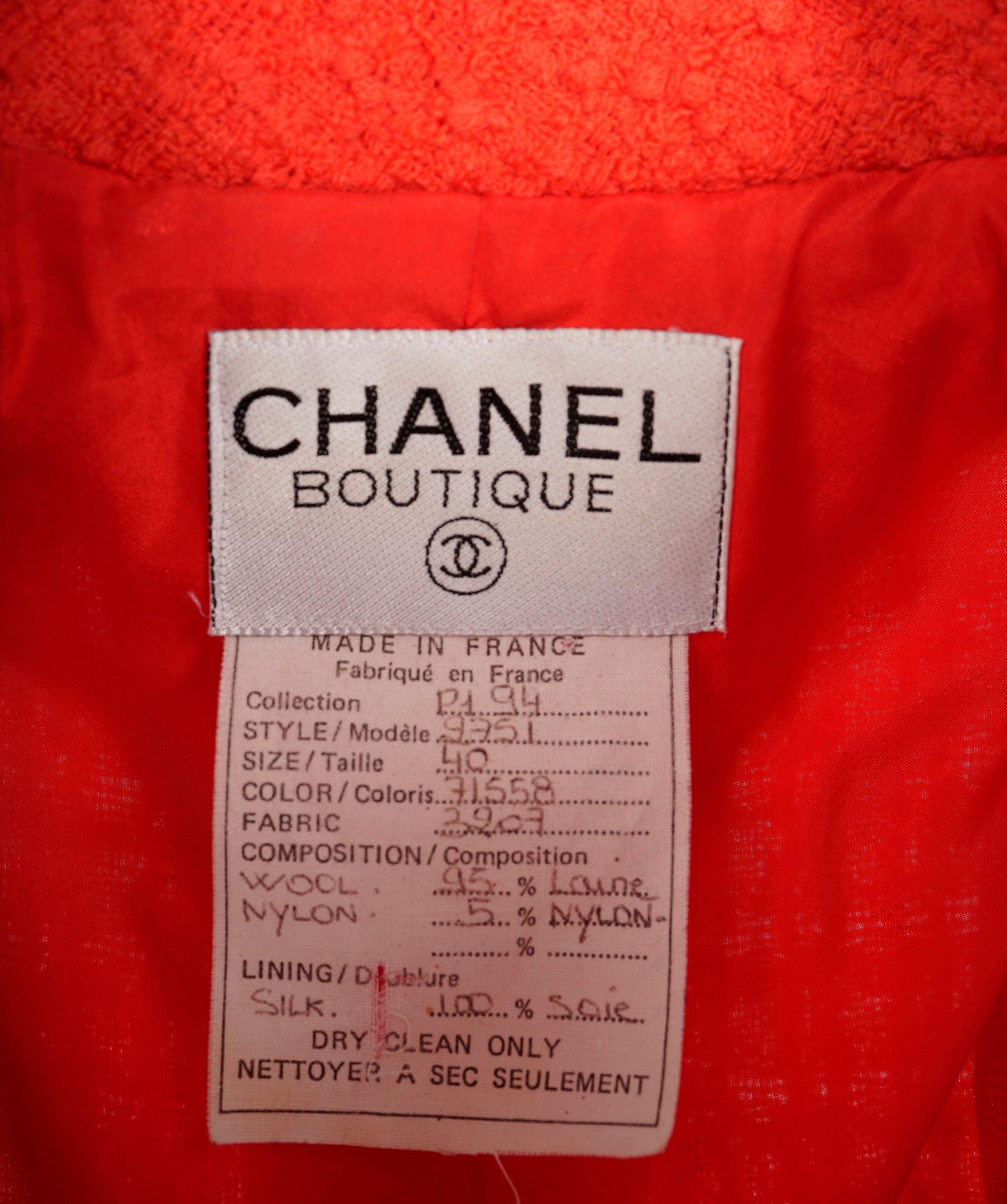 Chanel Chanel Tweed Jacket Orange ASL8232