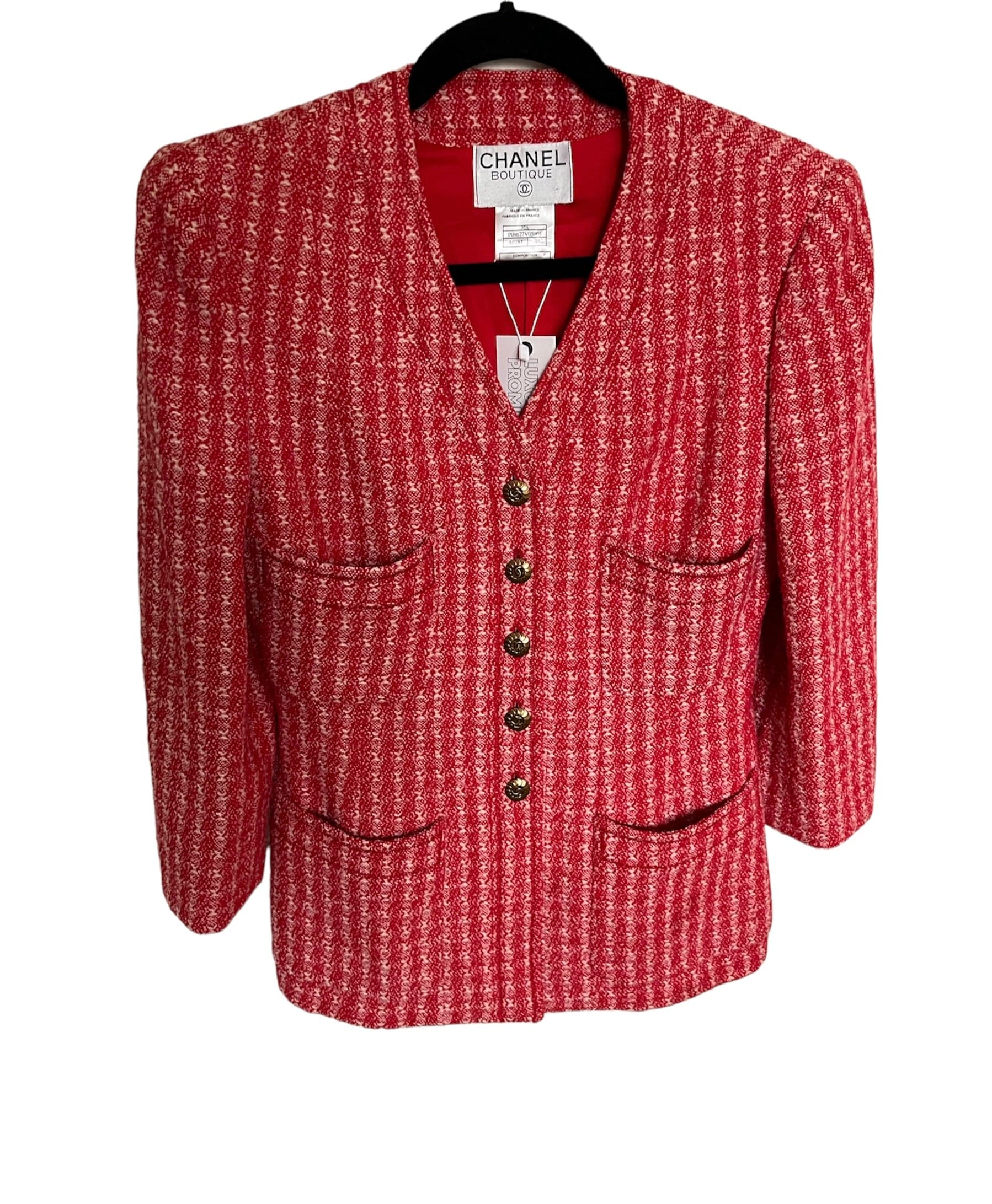 Chanel Chanel Tweed Jacket Red ASL8853