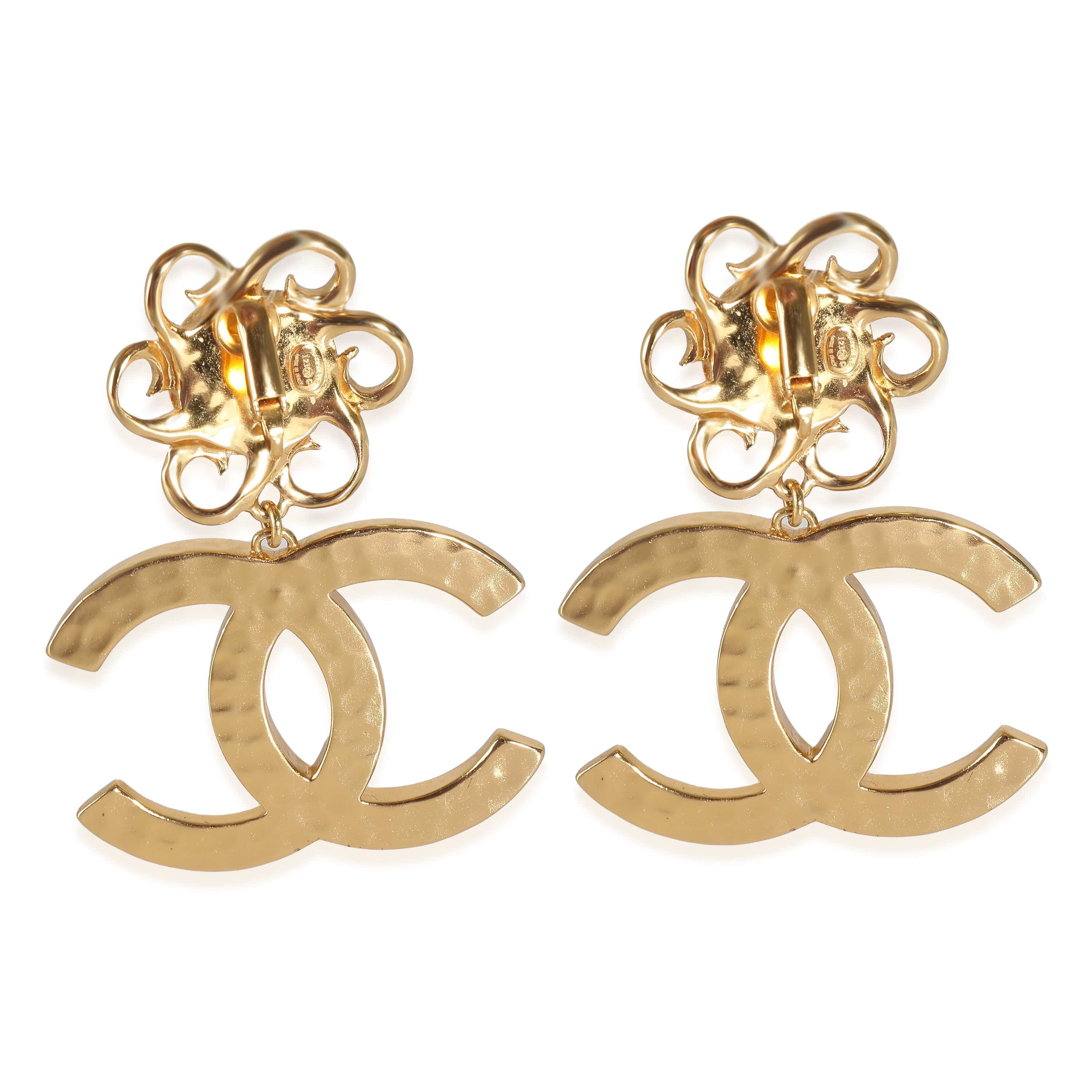 Chanel Chanel CC Dangle Earrings with Faux Pearls & White Enamel I 23 C