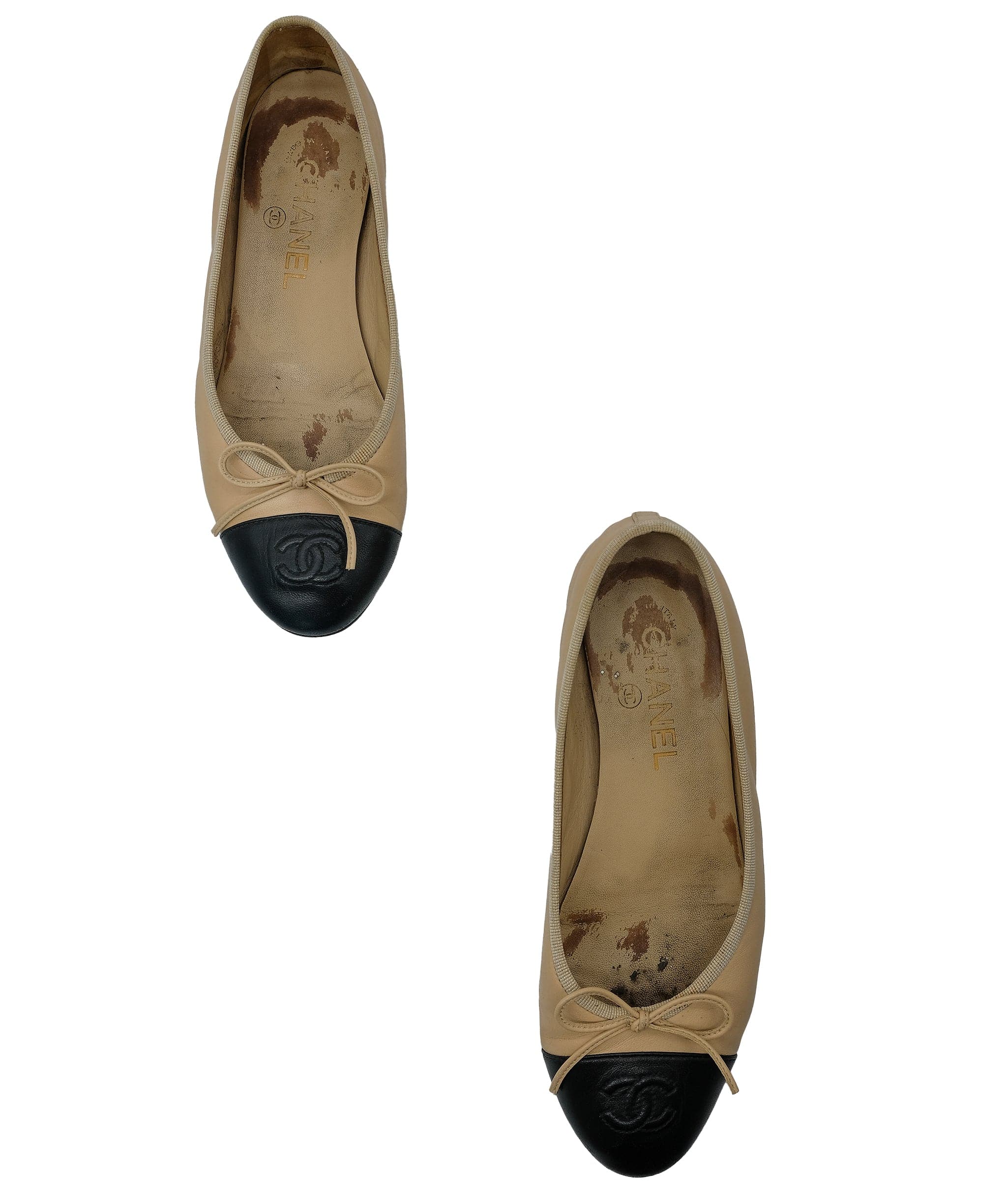 Chanel Chanel Ballerinas Beige /Black 37C RJC3271