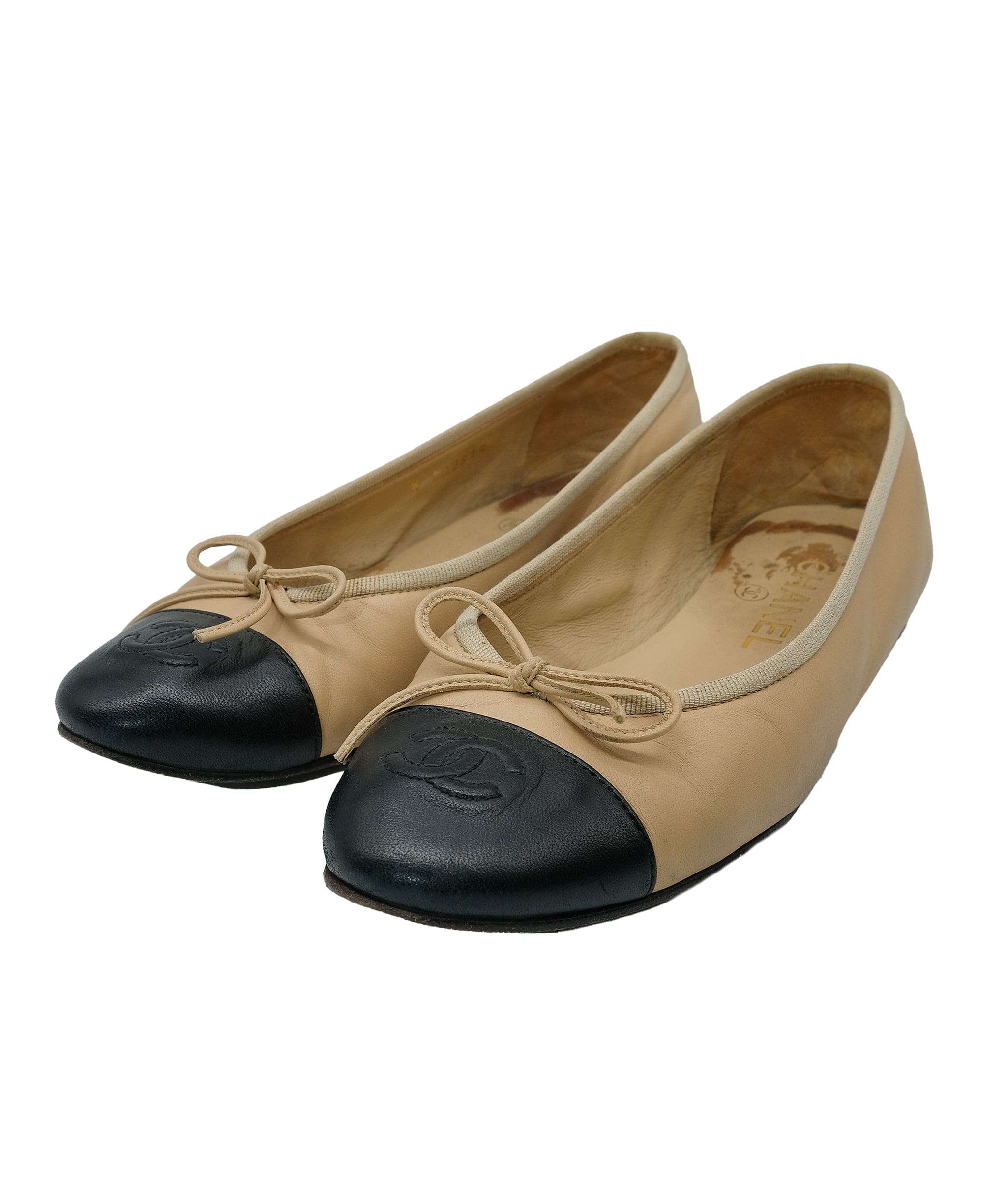 Chanel Chanel Ballerinas Beige /Black 37C RJC3271