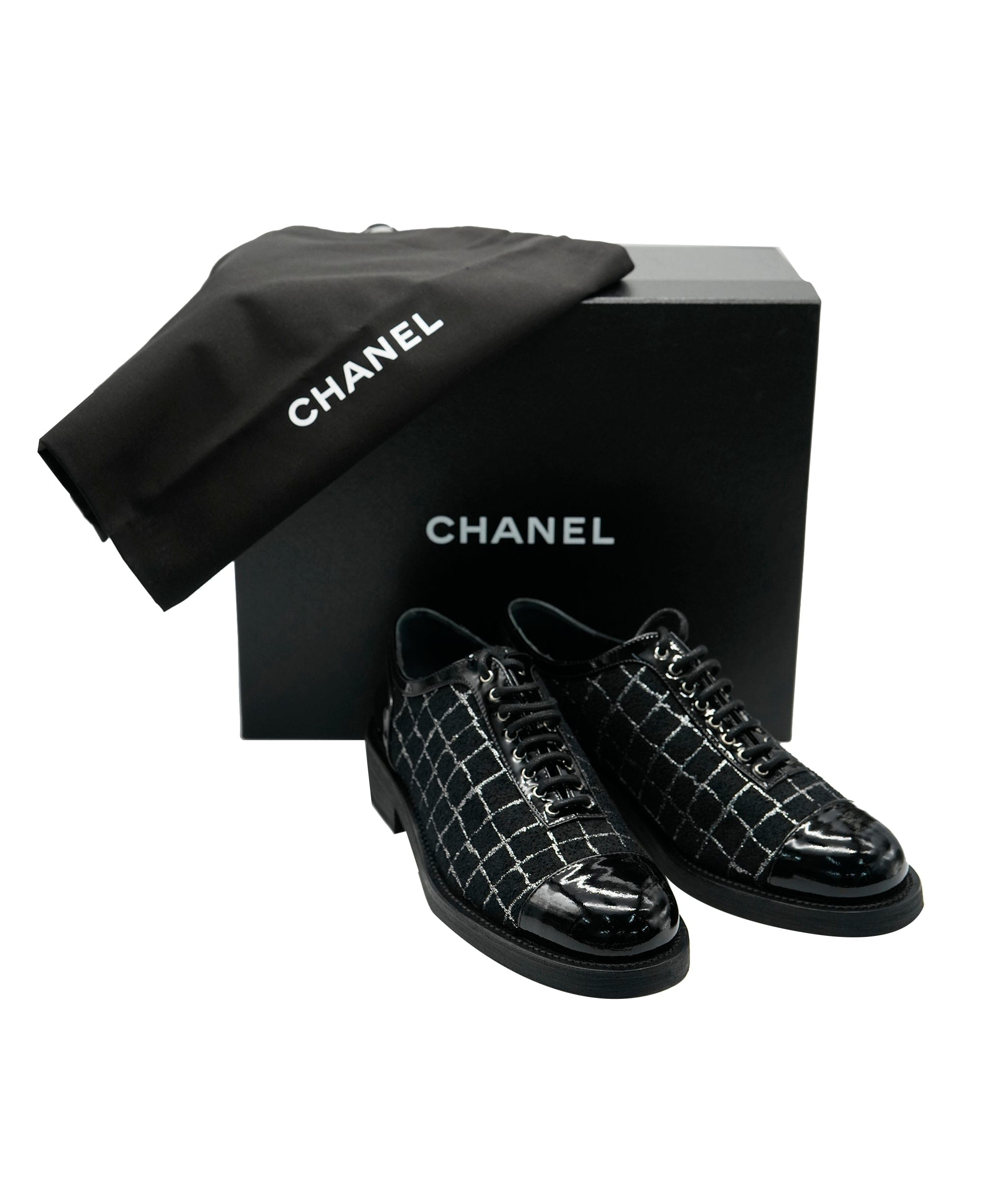 Chanel Chanel Black Patent CC Smart Loafers ALC1133