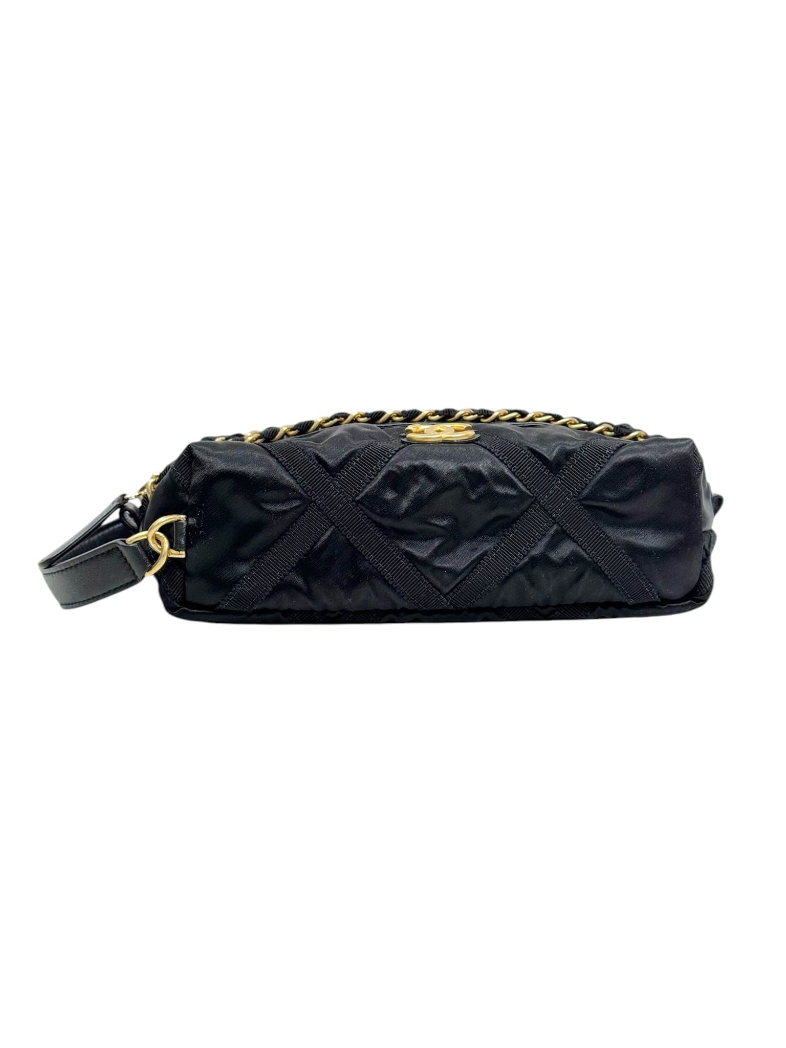 Chanel Chanel Black Fabric Pouch Bag with Gold Hardware