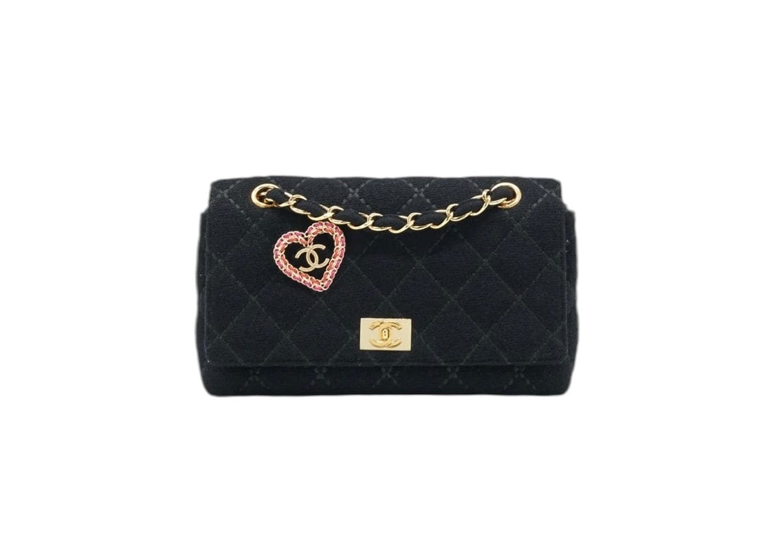 Chanel Chanel Black Jersey Flap with GHW & Extra Charm