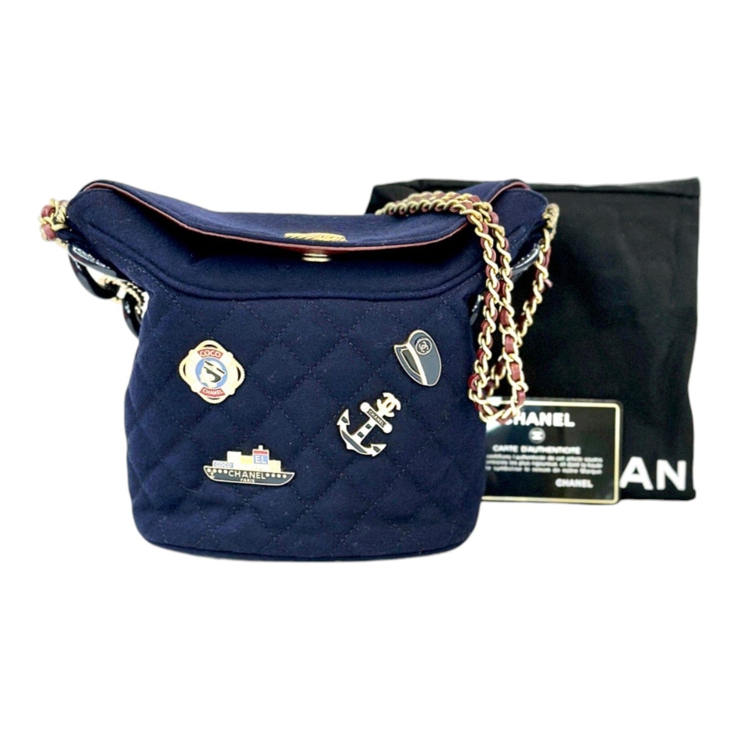Chanel Chanel Blue Jersey Charm Bucket Bag