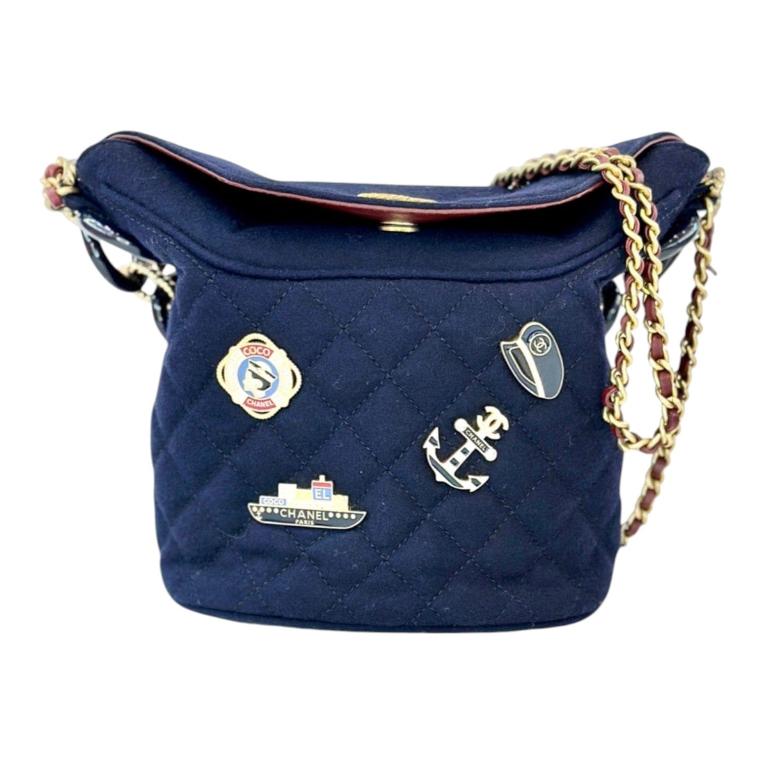 Chanel Chanel Blue Jersey Charm Bucket Bag