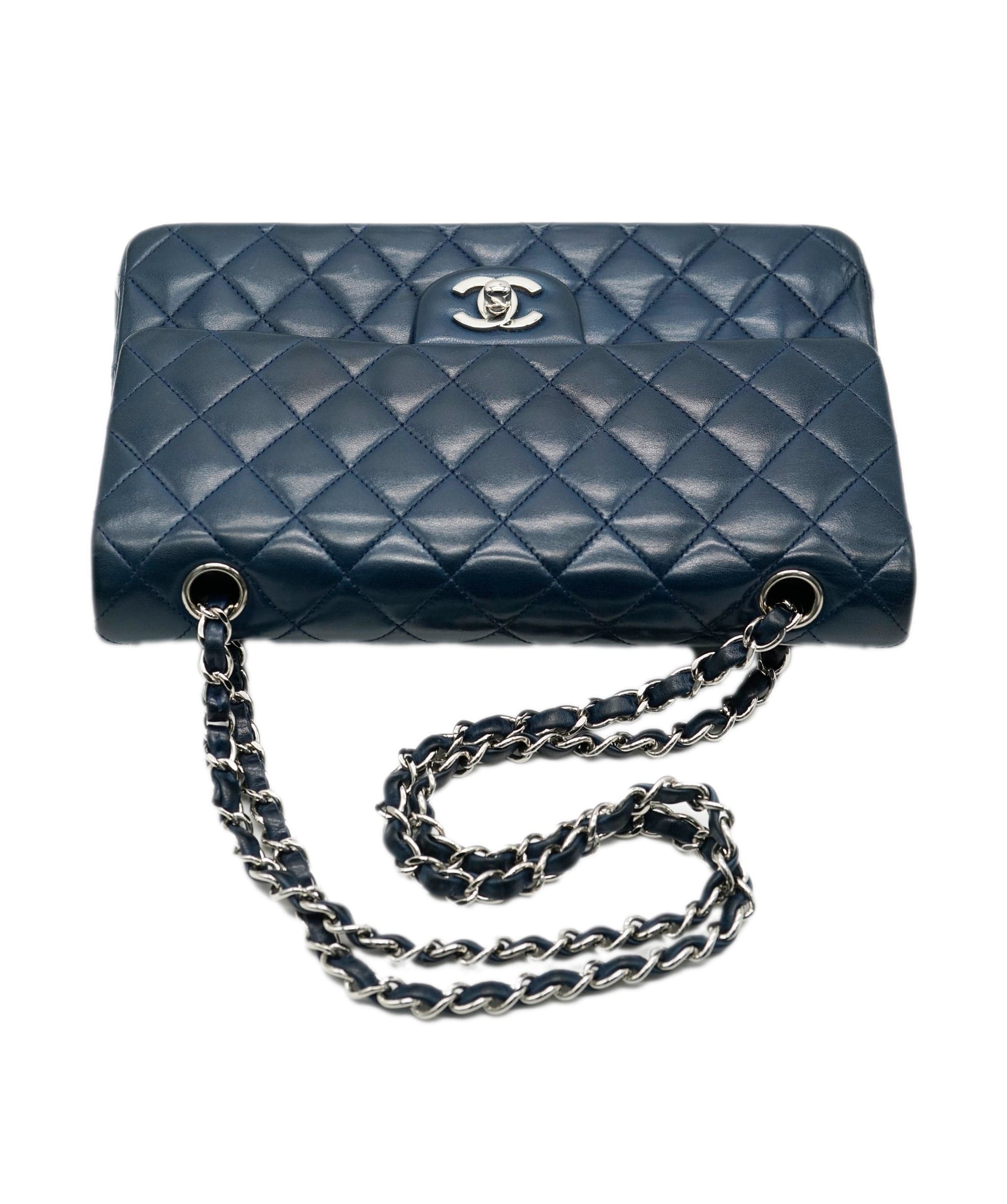 Chanel Chanel Lambskin Navy Medium Classic Flap with SHW