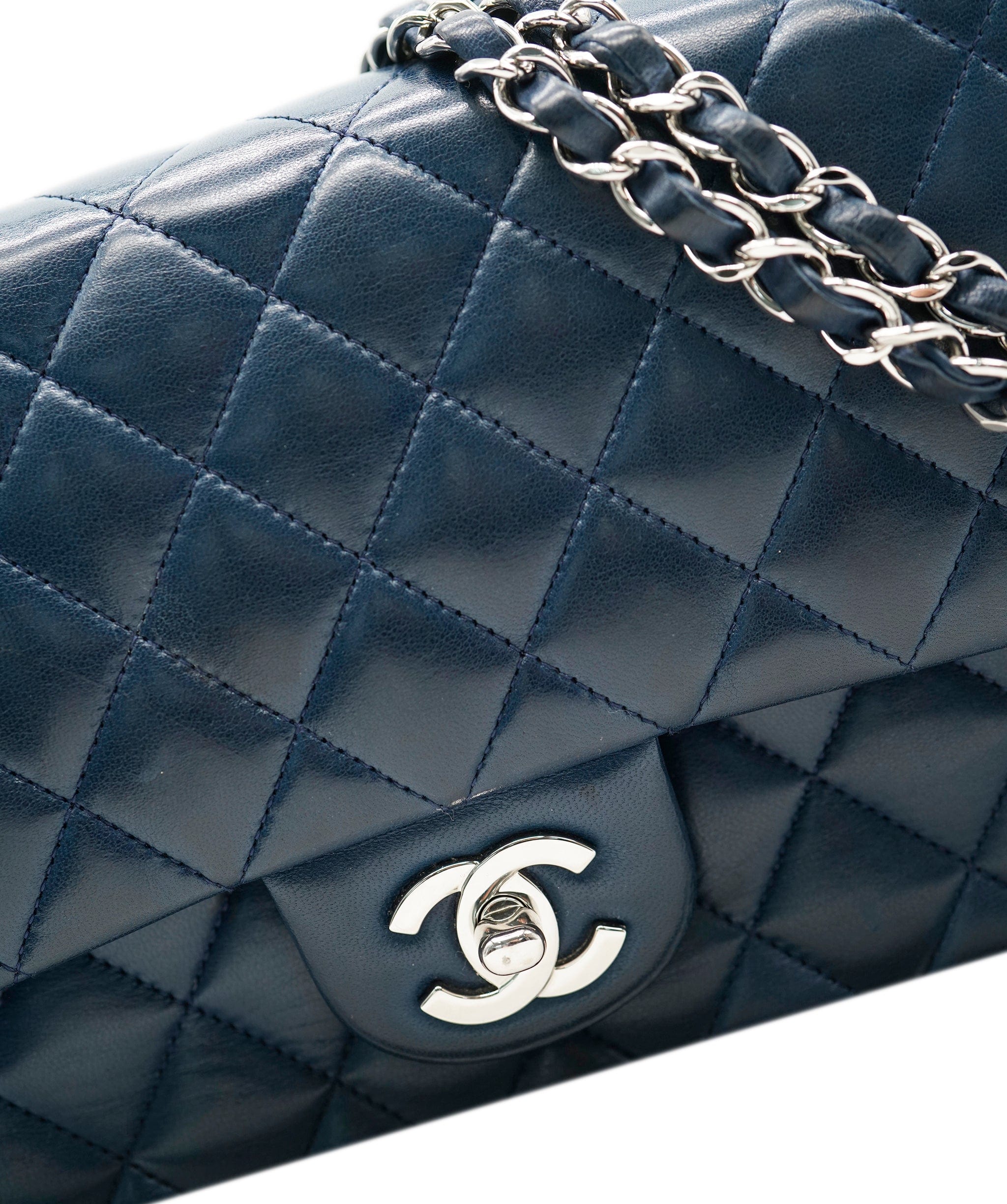 Chanel Chanel Lambskin Navy Medium Classic Flap with SHW