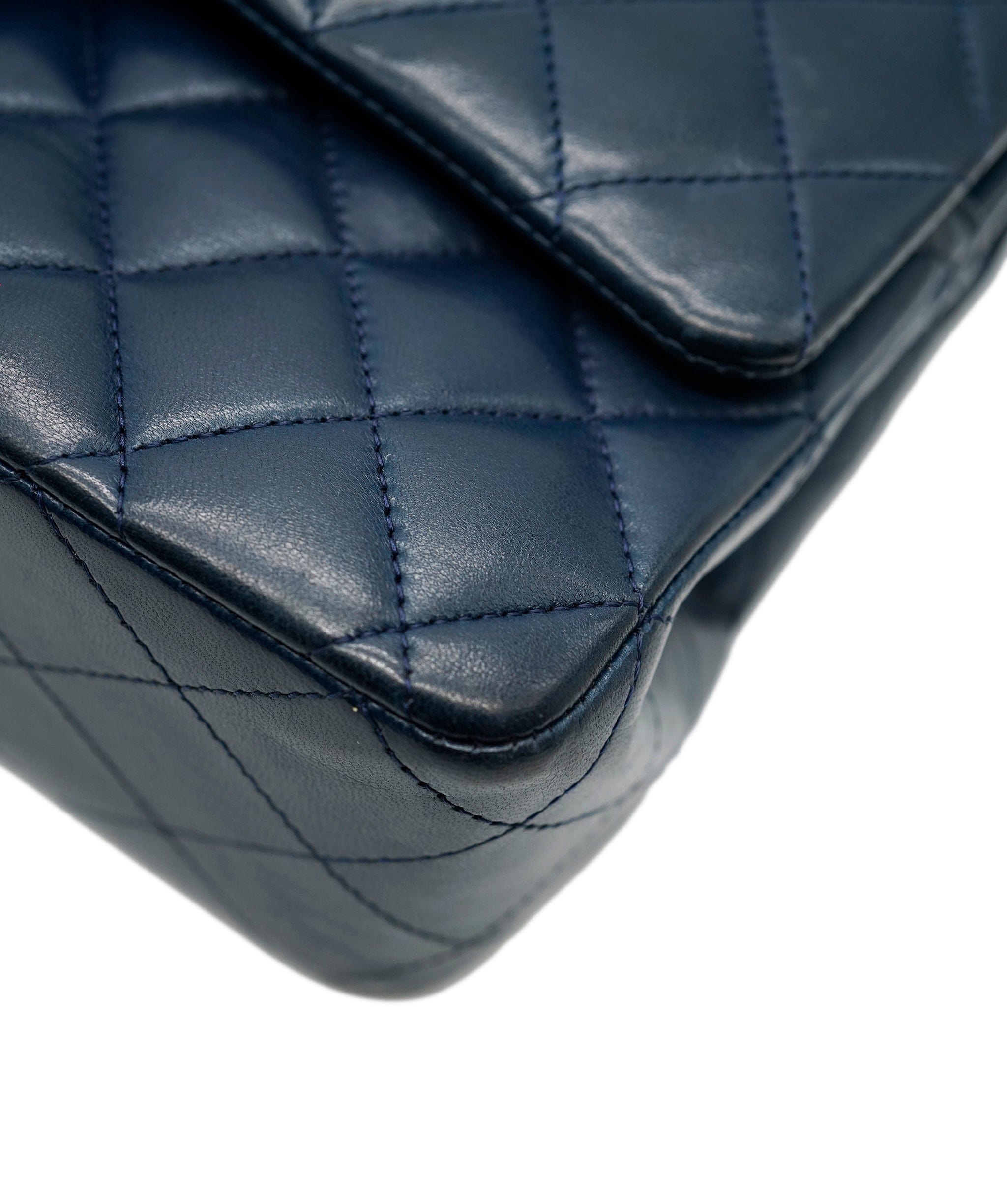 Chanel Chanel Lambskin Navy Medium Classic Flap with SHW