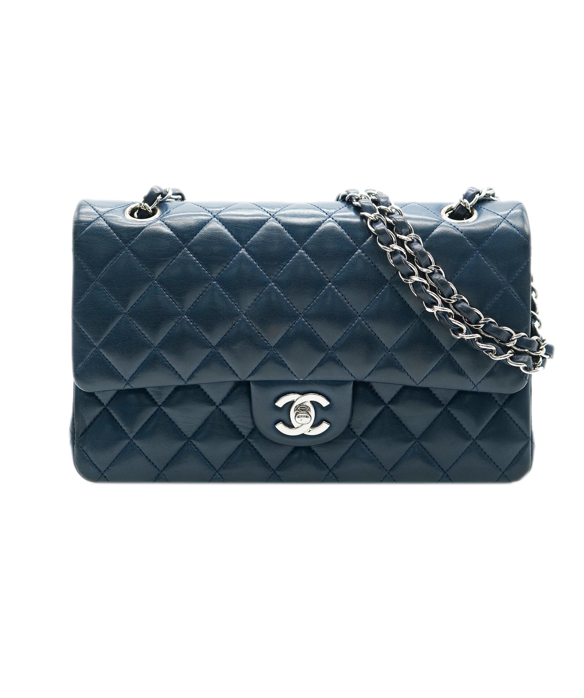 Chanel Chanel Lambskin Navy Medium Classic Flap with SHW