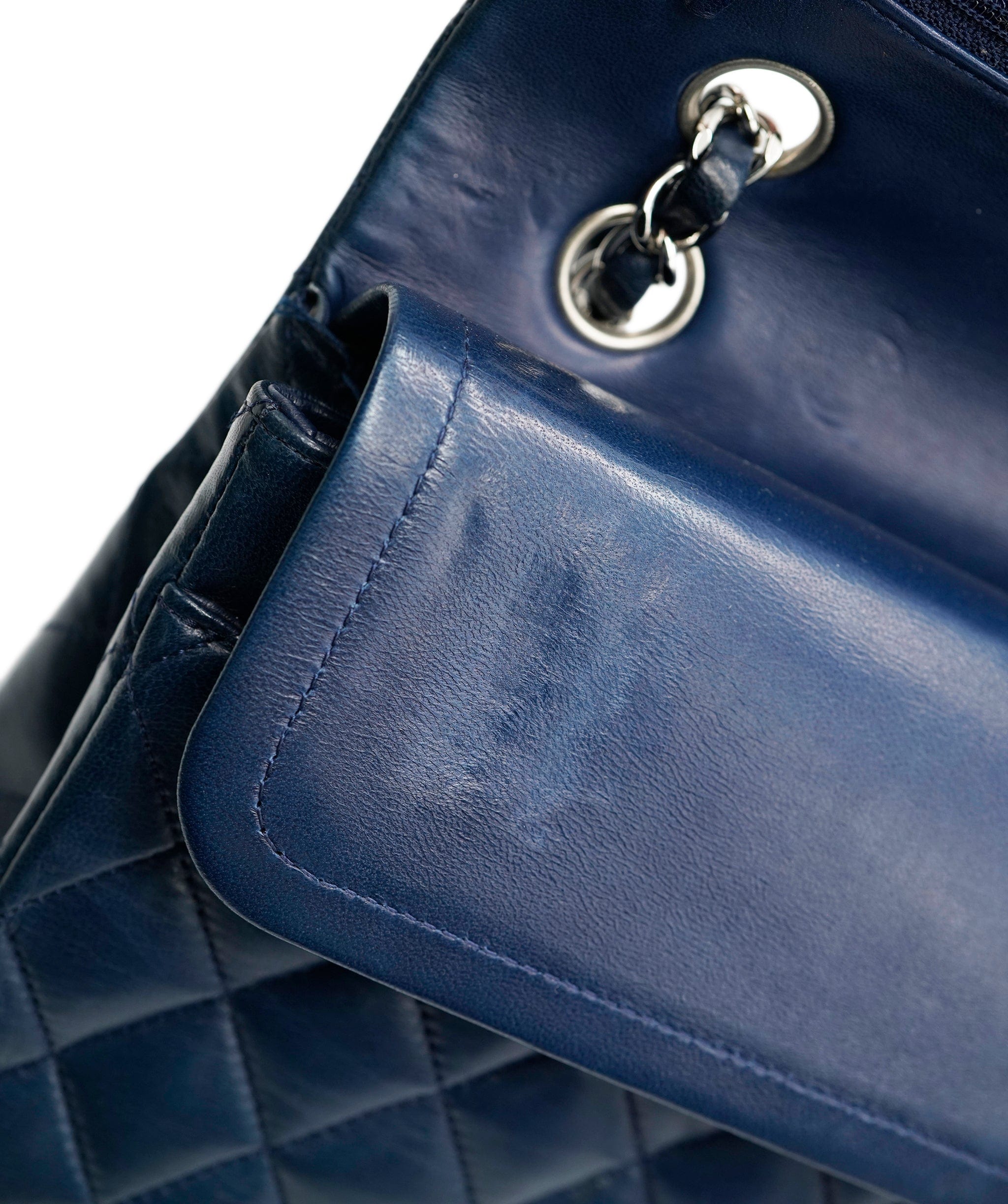 Chanel Chanel Lambskin Navy Medium Classic Flap with SHW