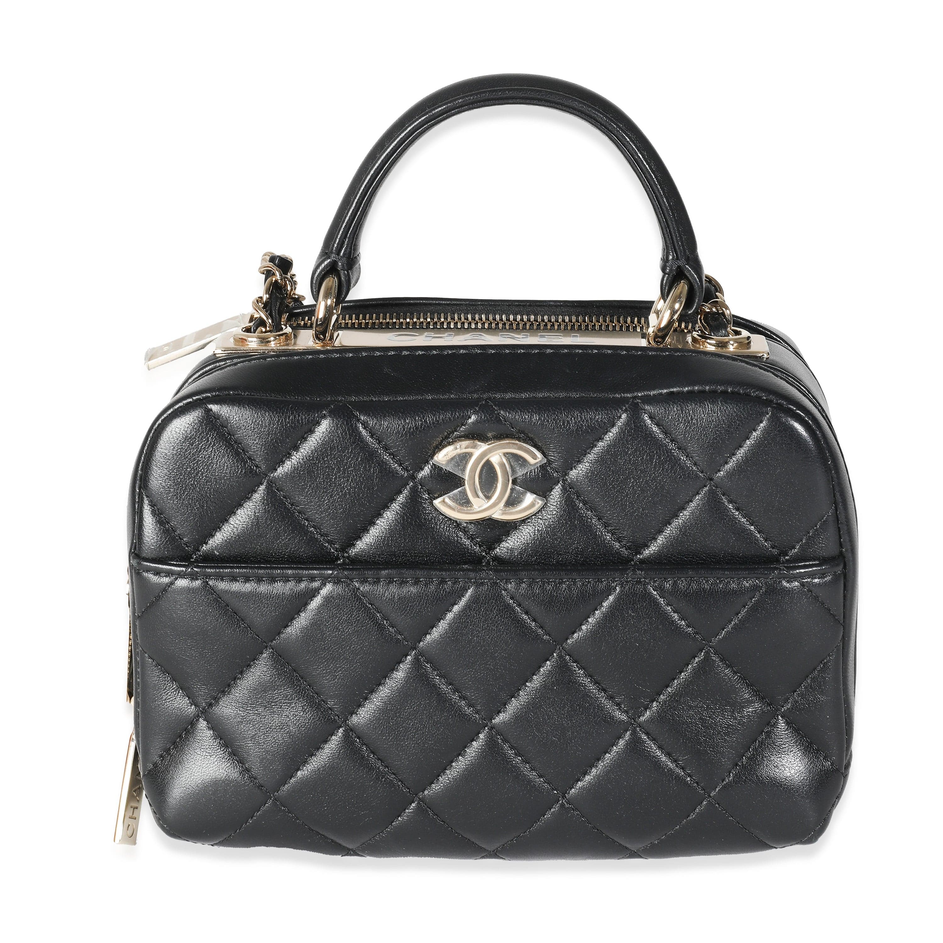 Chanel 20P Black Quilted Lambskin Mini Trendy CC Bowling Bag