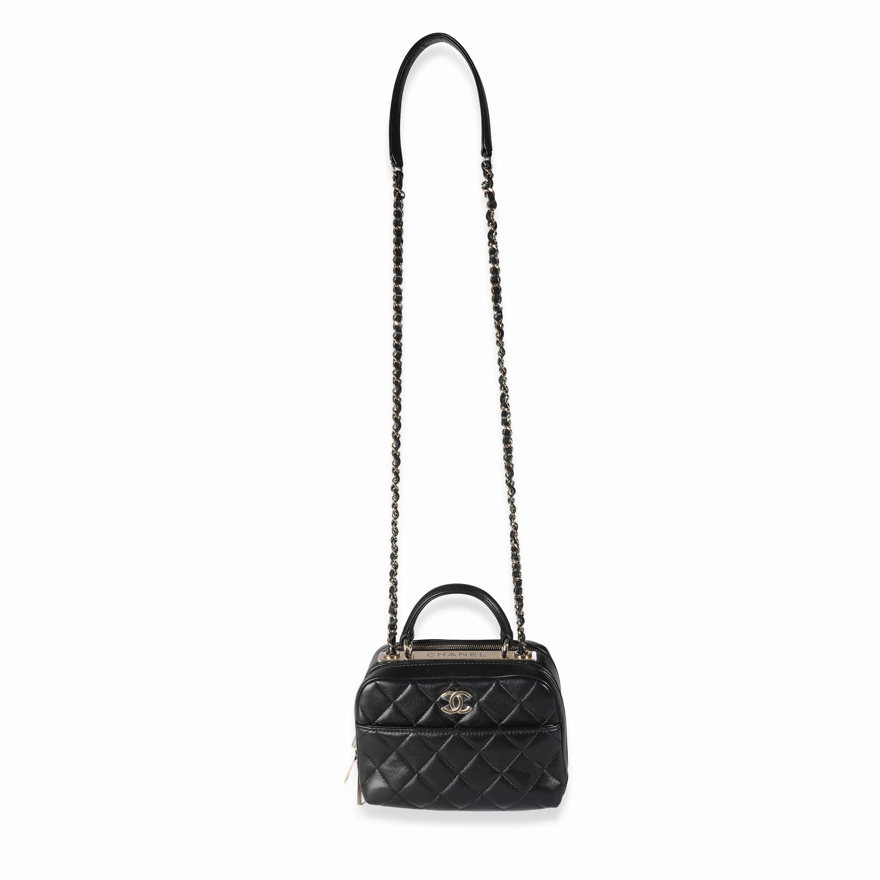 Chanel 20P Black Quilted Lambskin Mini Trendy CC Bowling Bag