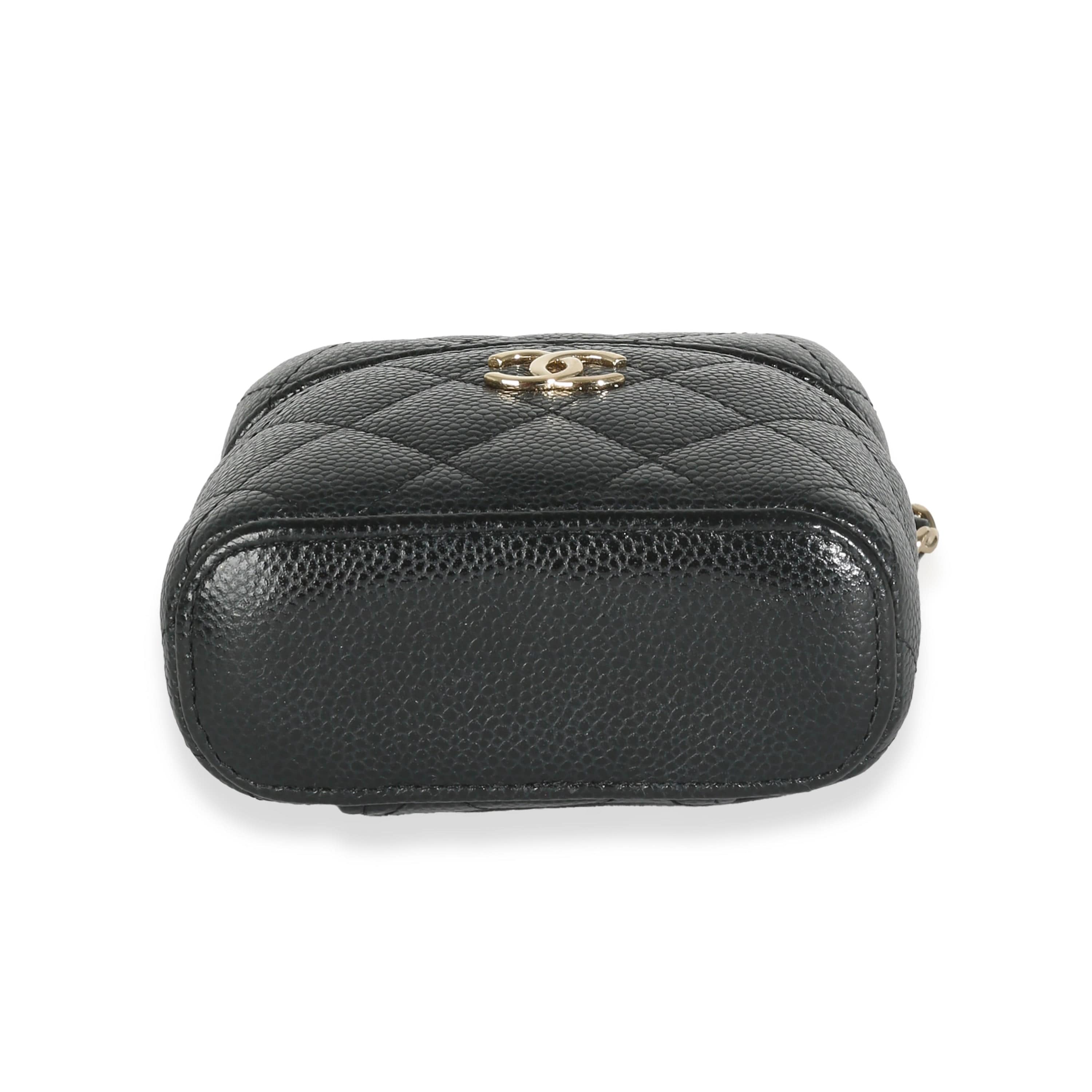 Chanel Black Quilted Caviar Small Handle With Care Vanity Case