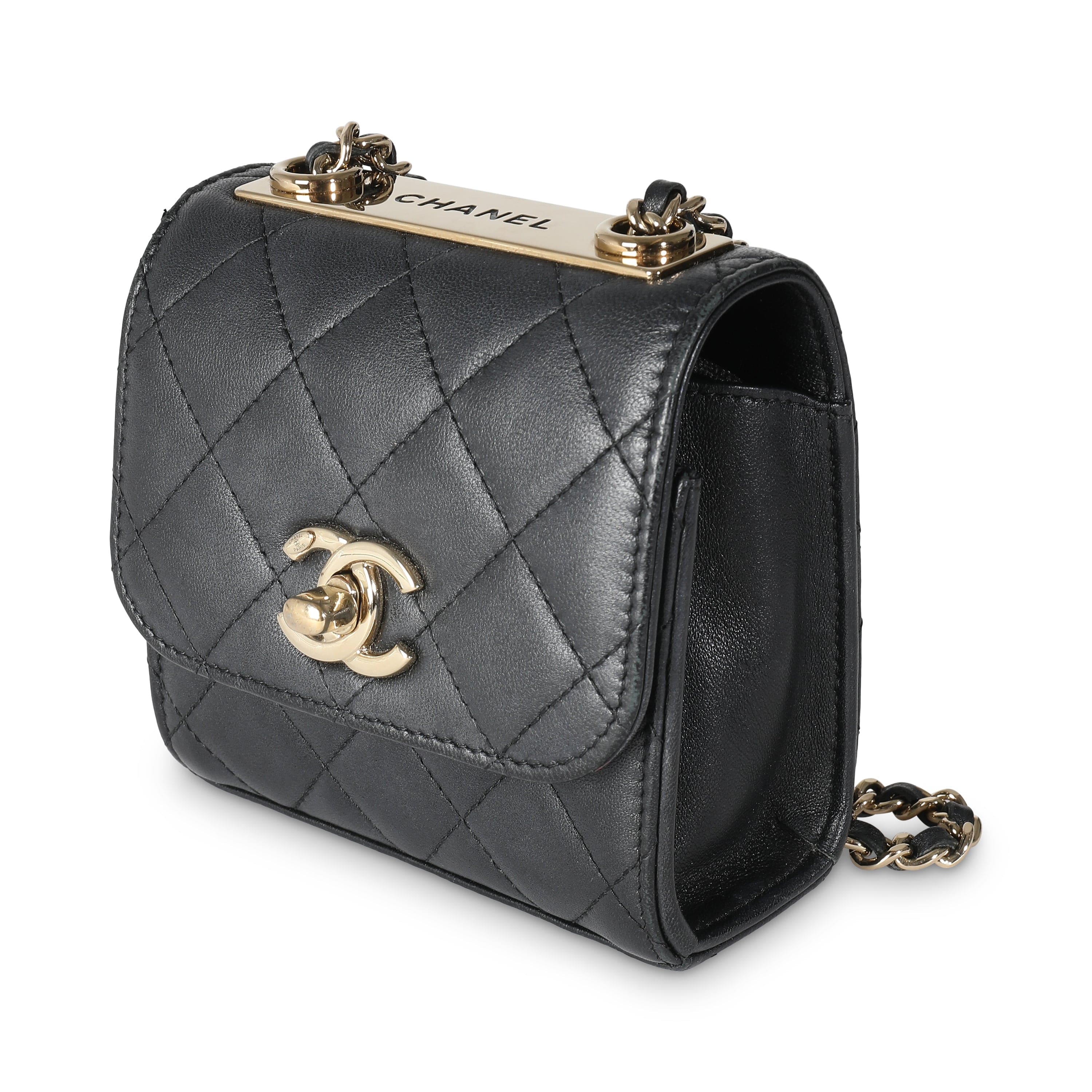 Chanel Black Quilted Lambskin Trendy CC Clutch With Chain