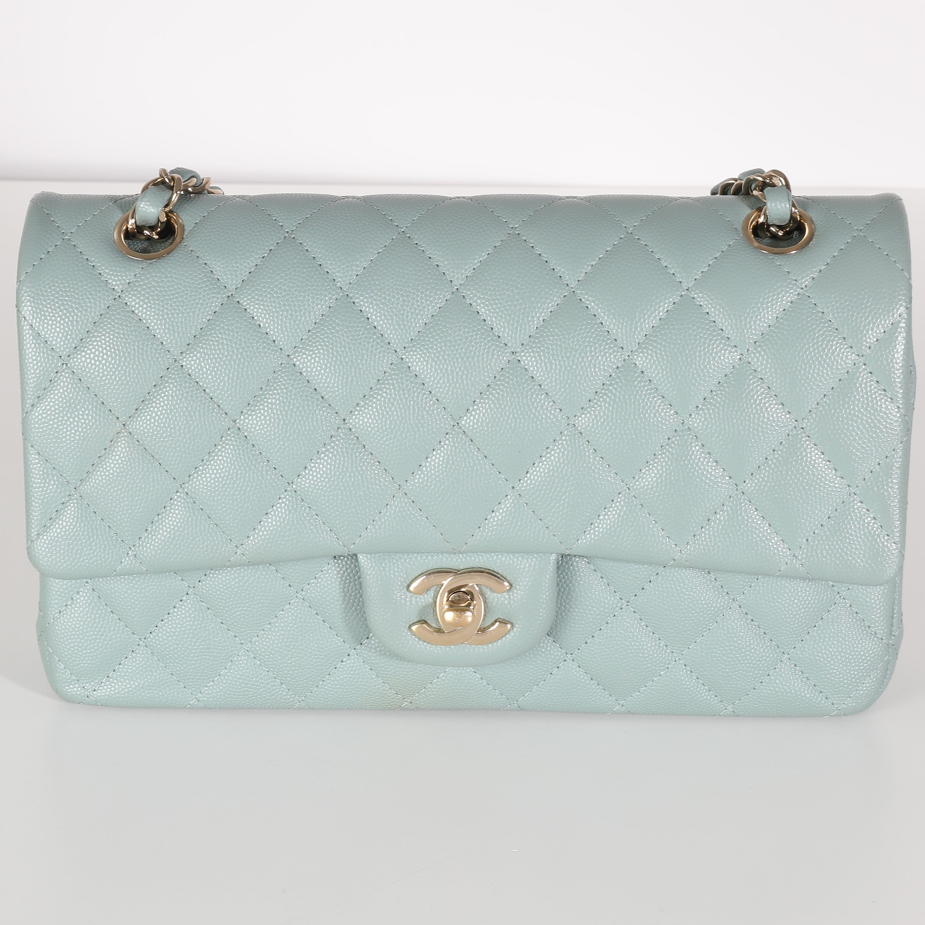 Chanel Blue Quilted Caviar Medium Classic Double Flap Bag