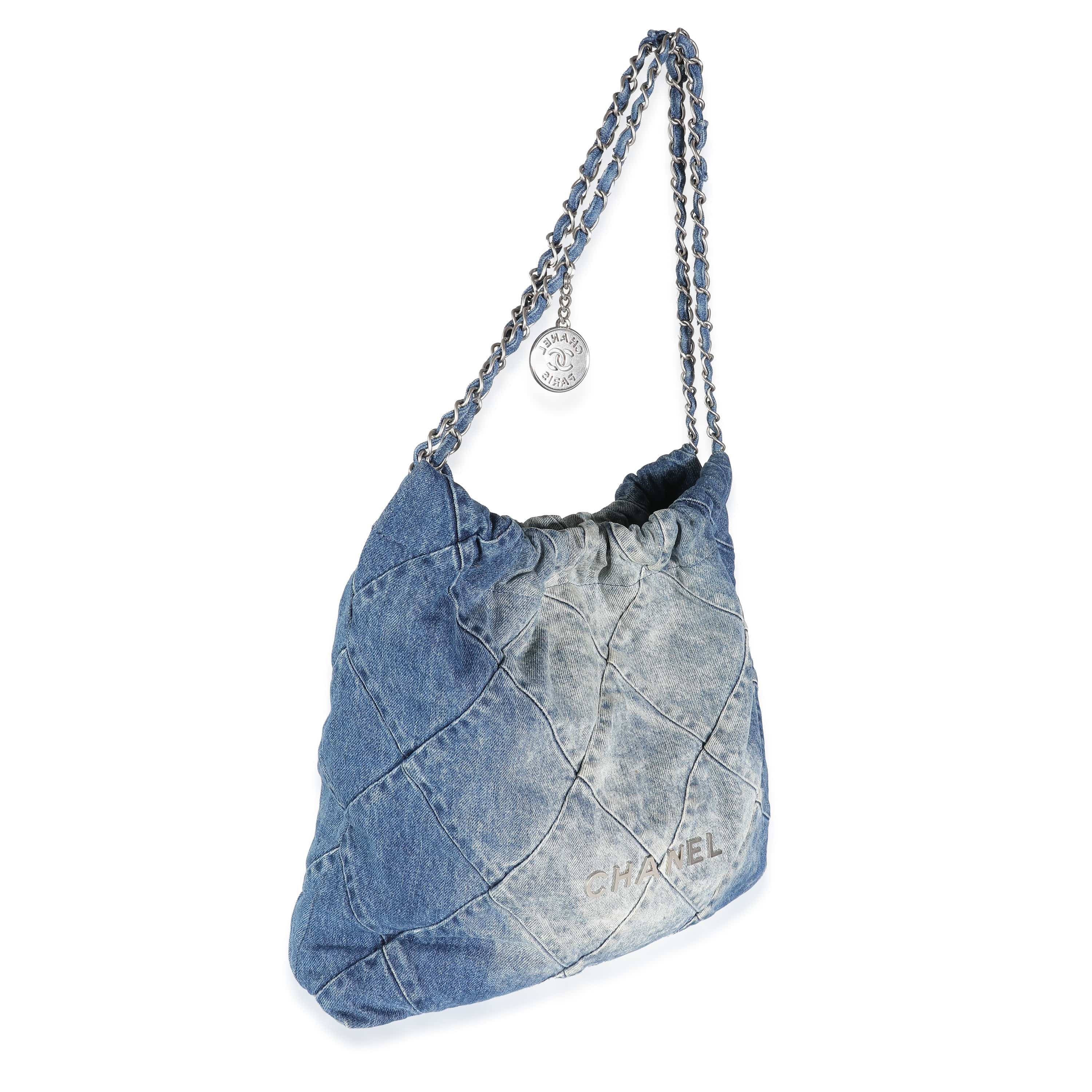 Chanel Blue Quilted Denim Medium Chanel 22 Hobo