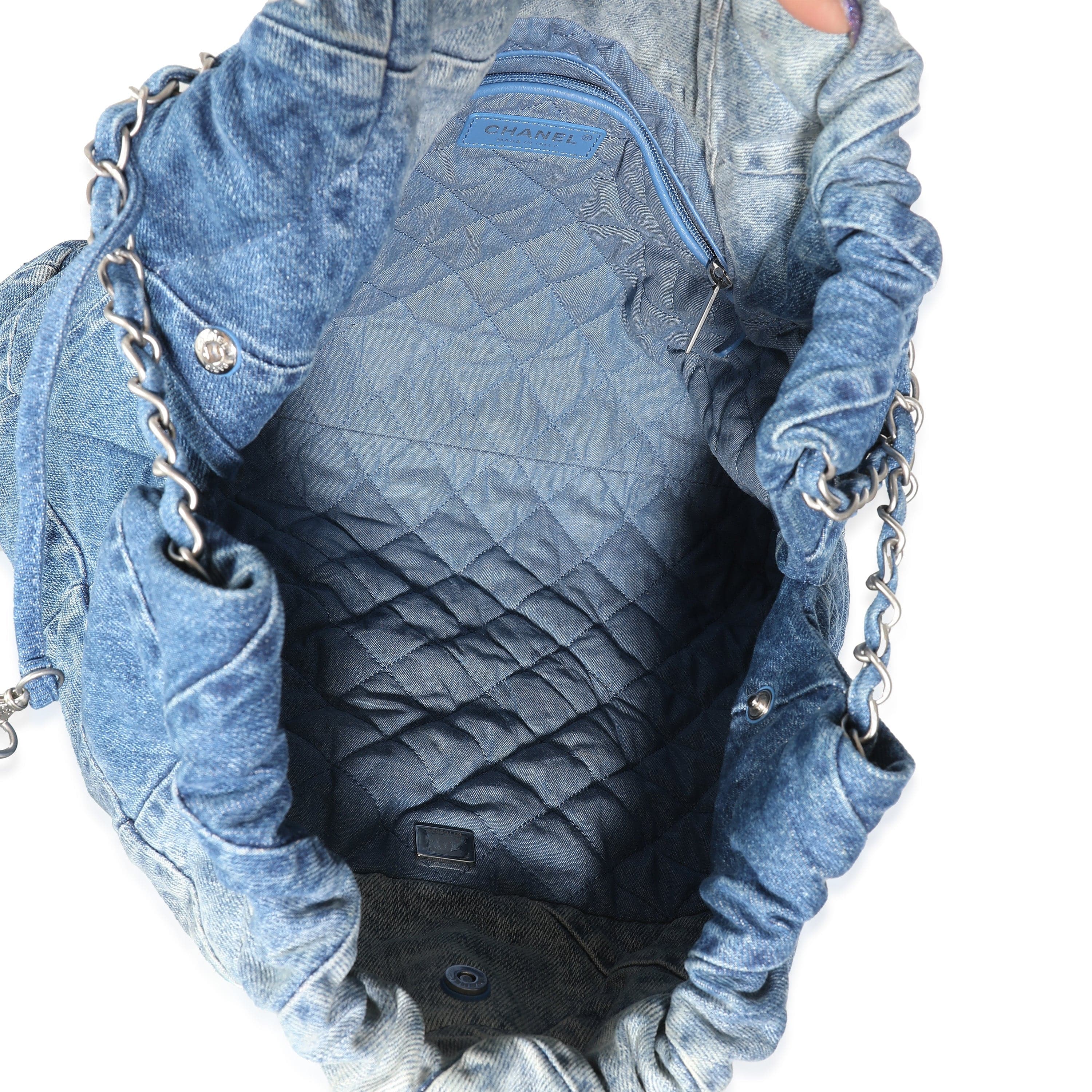 Chanel Blue Quilted Denim Medium Chanel 22 Hobo