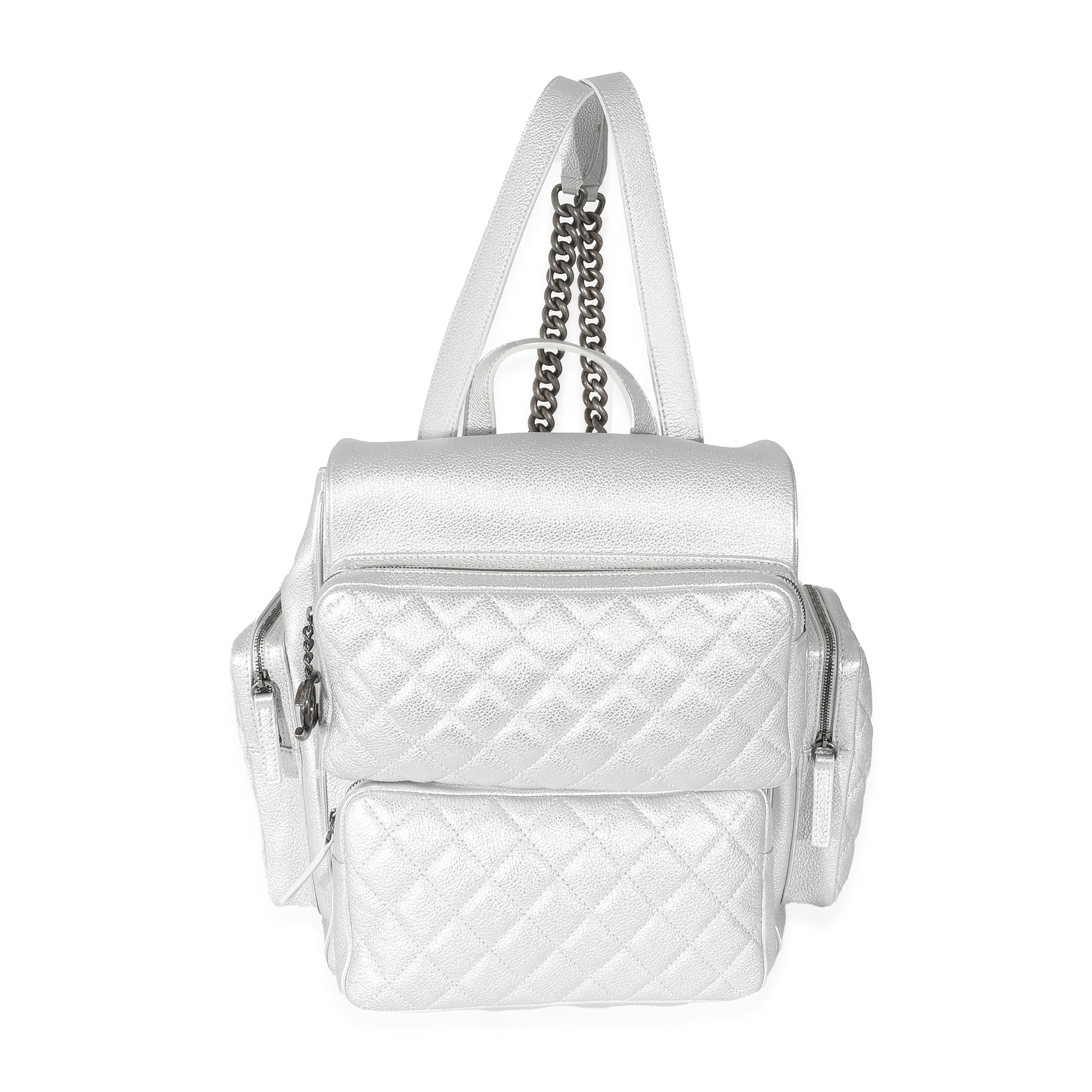 Chanel Chanel 16S Silver Grained Calfskin Casual Rock Backpack