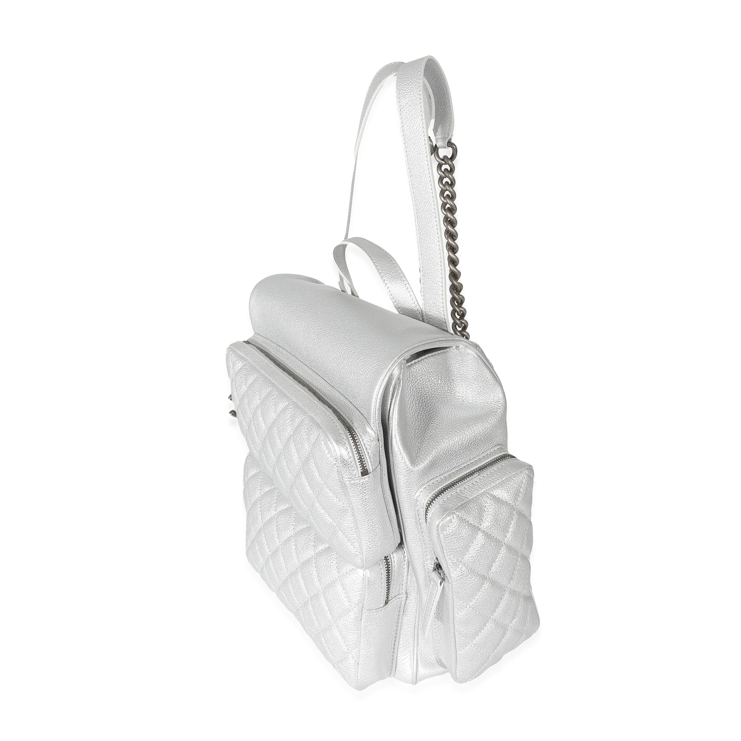 Chanel Chanel 16S Silver Grained Calfskin Casual Rock Backpack