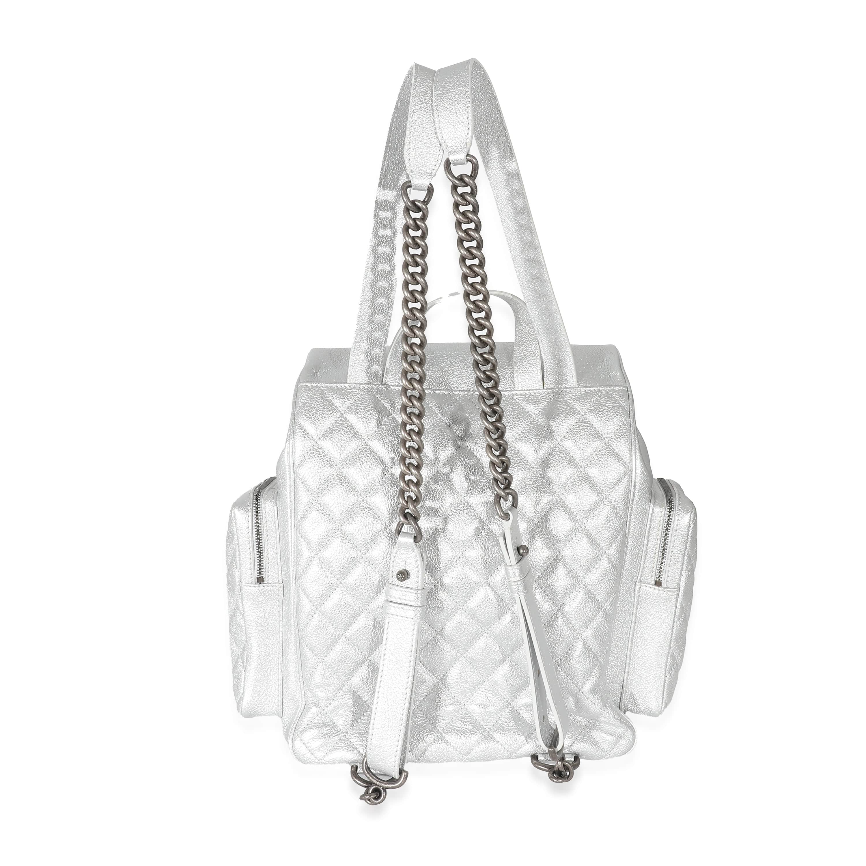 Chanel Chanel 16S Silver Grained Calfskin Casual Rock Backpack