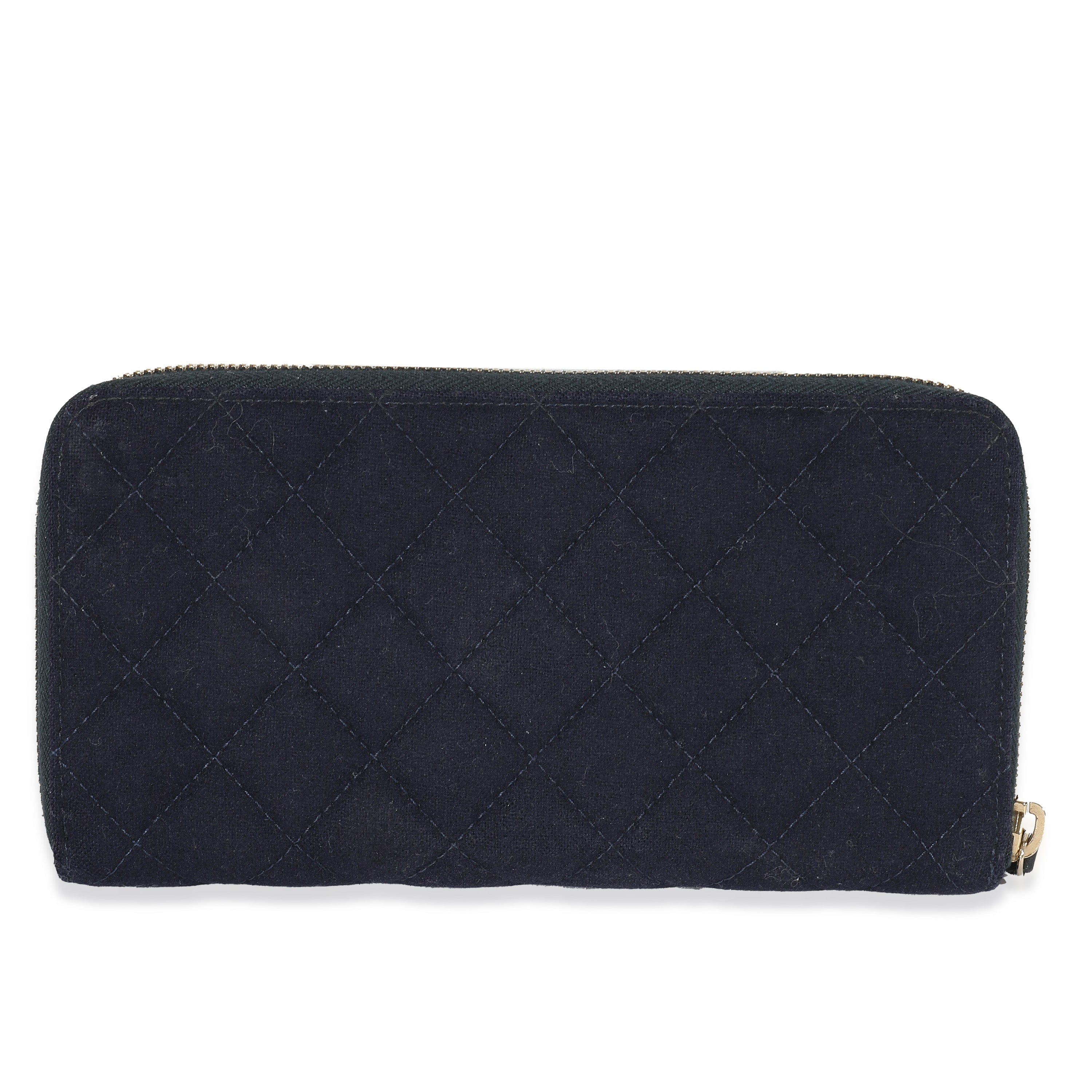 Chanel Chanel 18A Navy Fabric Charming Long Continental Zip Wallet