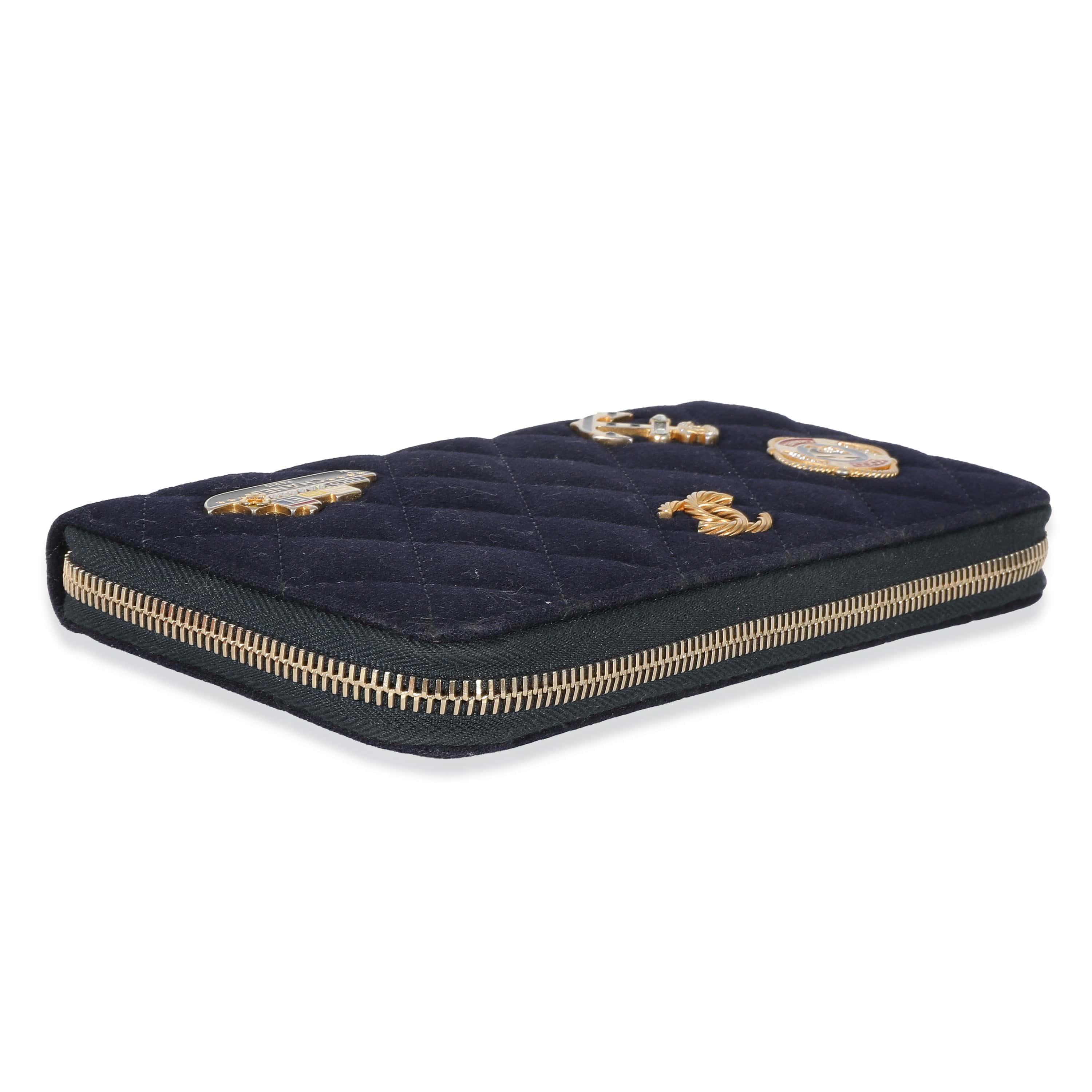 Chanel Chanel 18A Navy Fabric Charming Long Continental Zip Wallet